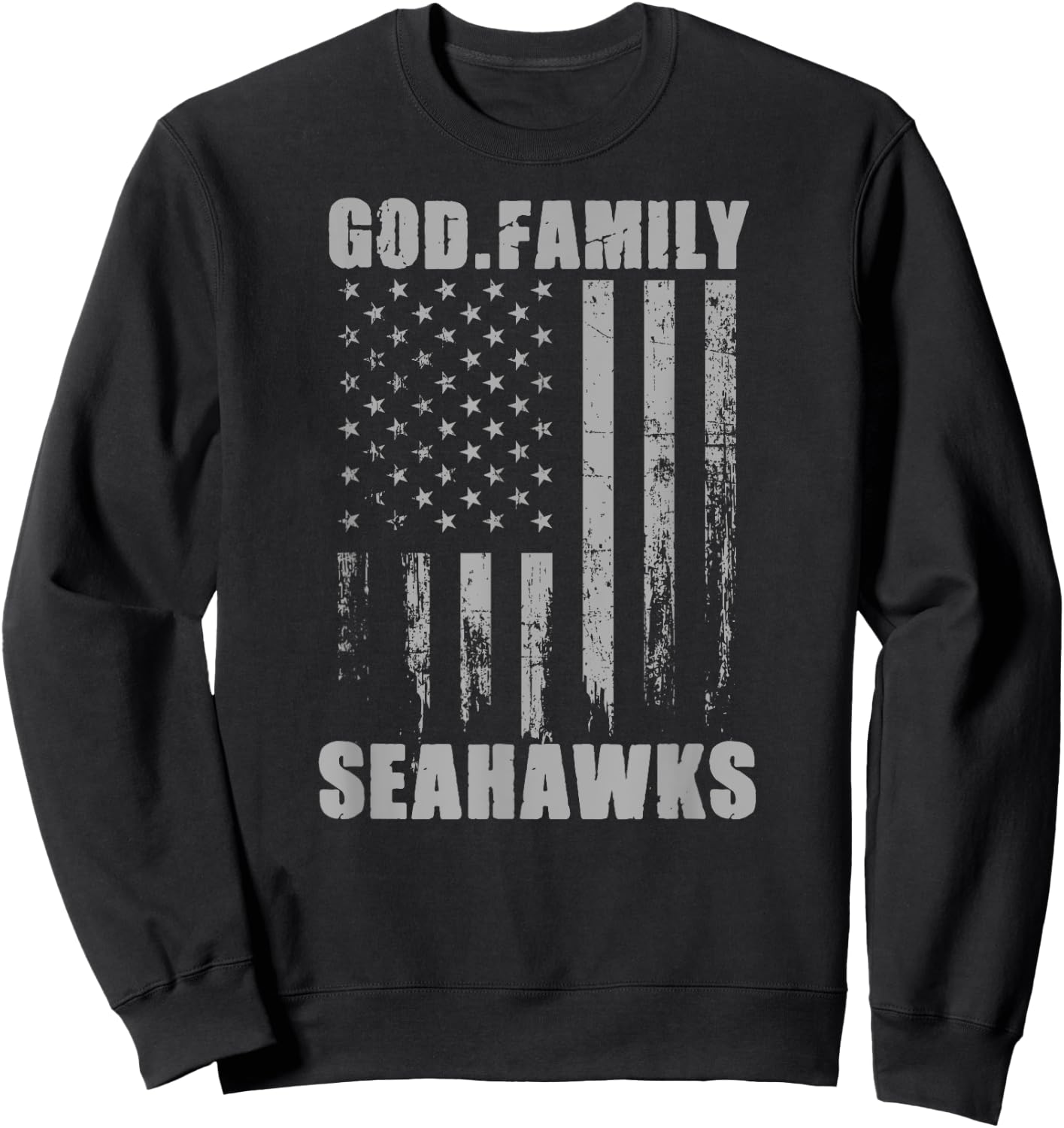 Peninsula Seahawks God. Family. Vintage USA Flag Sweatshirt - Sweatshirt | Black