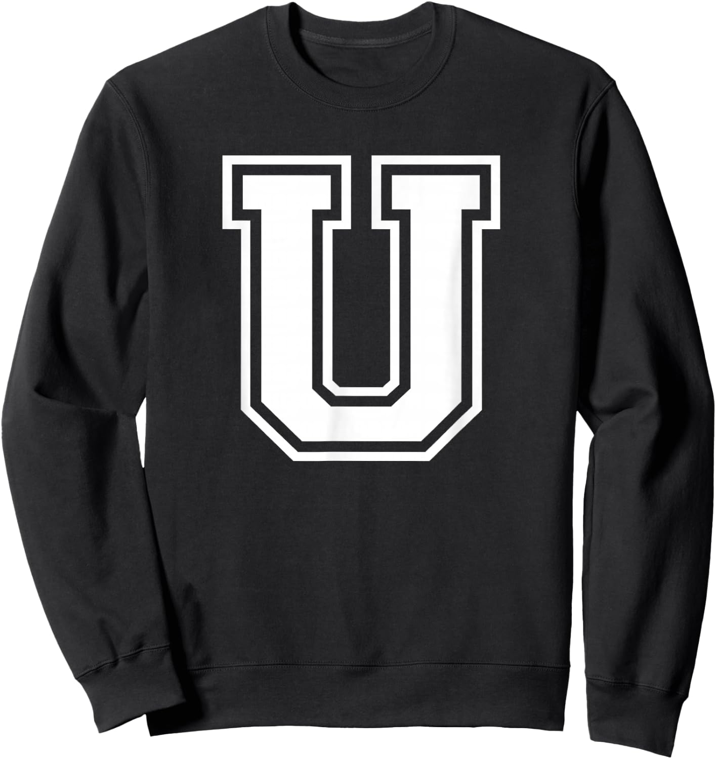 Letter U Name Initial Varsity Alphabet Monogram Sweatshirt - Sweatshirt | Black