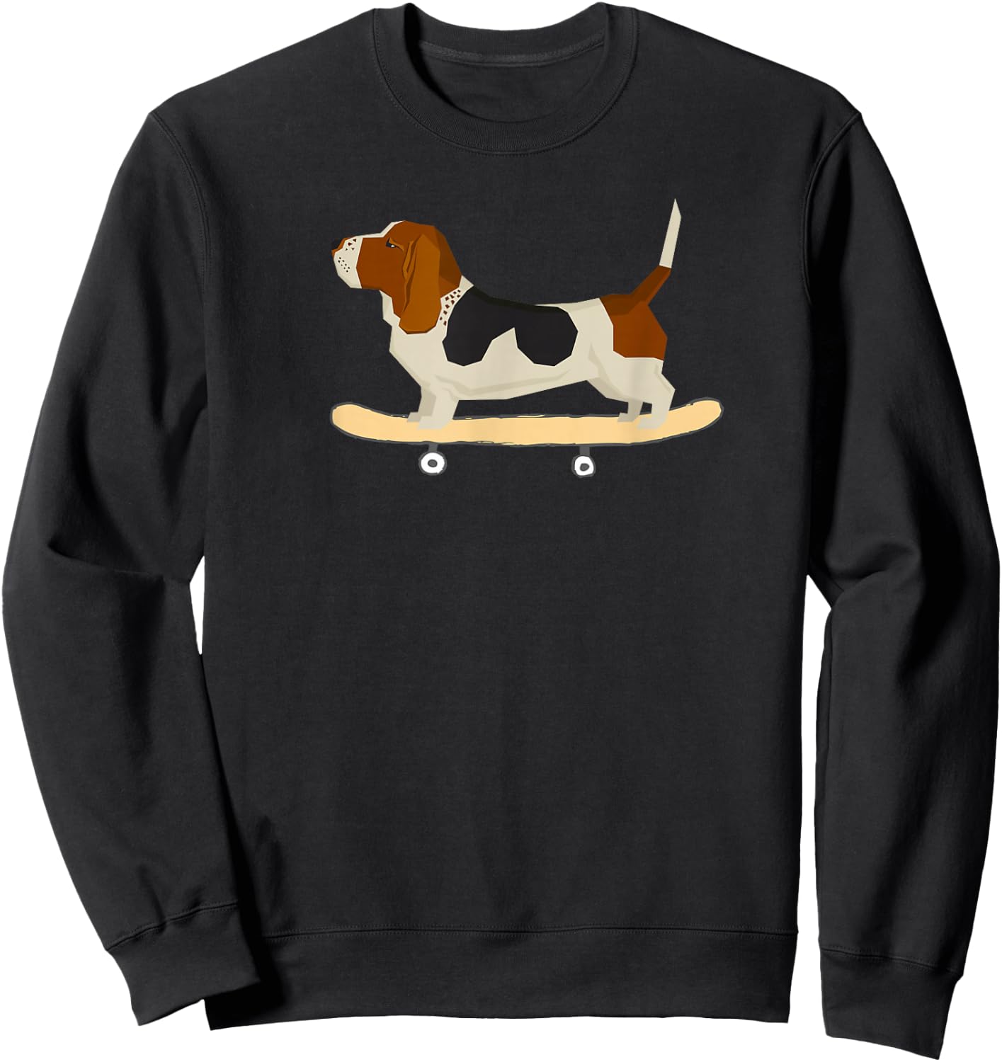 Funny Skateboarding Bassett Hound Dog Gift Sweatshirt - Sweatshirt | Black