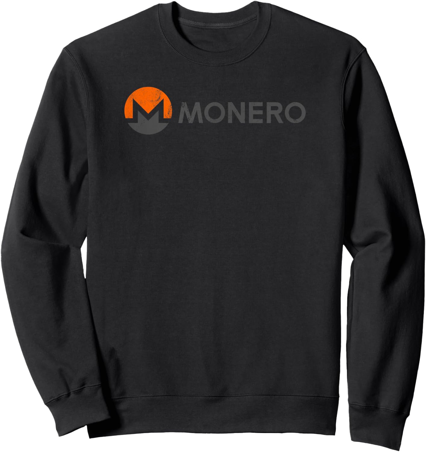 Monero Logo and Text Vintage Distressed Style Sweatshirt - Sweatshirt | Black