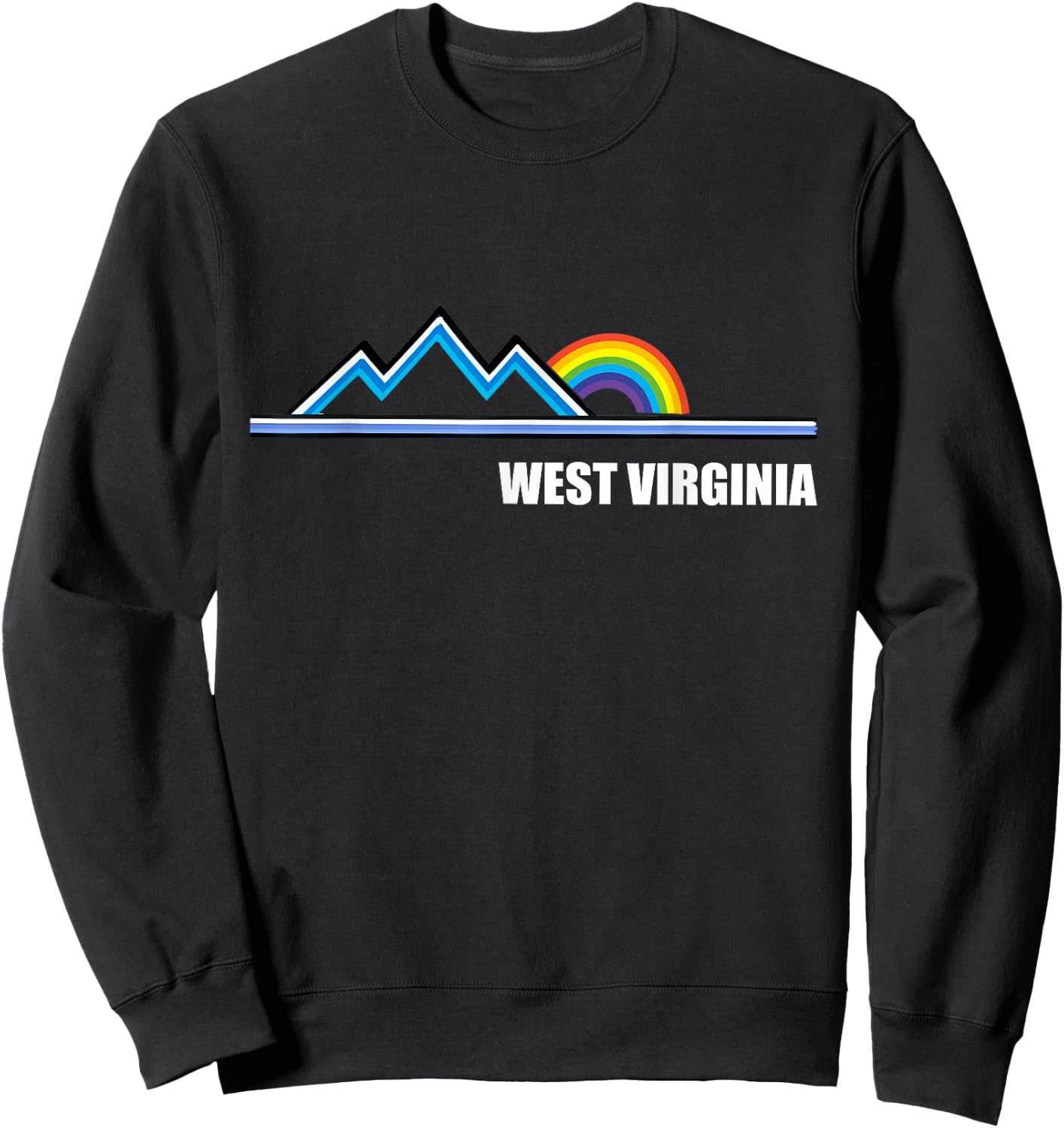 Retro West Virginia T Shirt Vintage Rainbow Mountains Sweatshirt - Sweatshirt | Black
