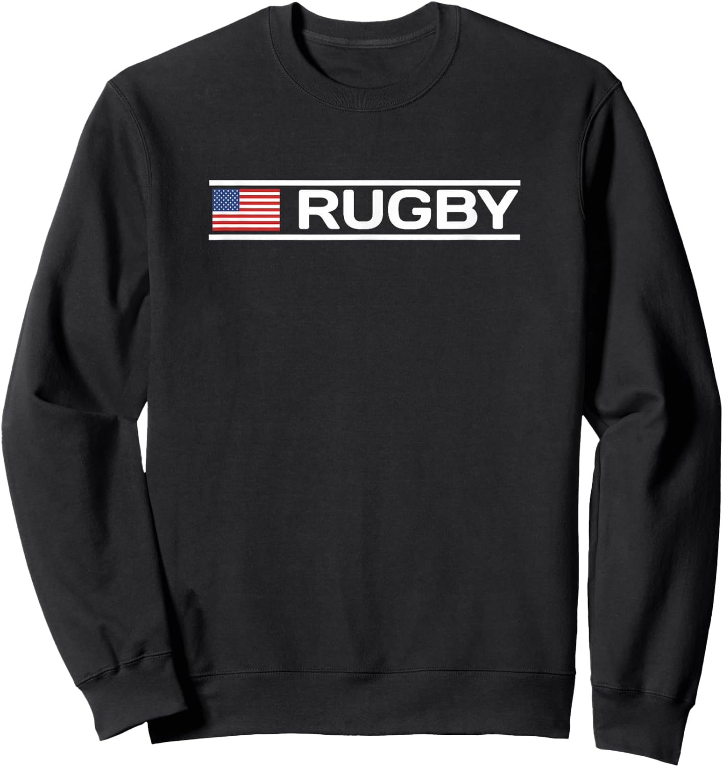 Rugby Text with USA Flag Sweatshirt - Sweatshirt | Black