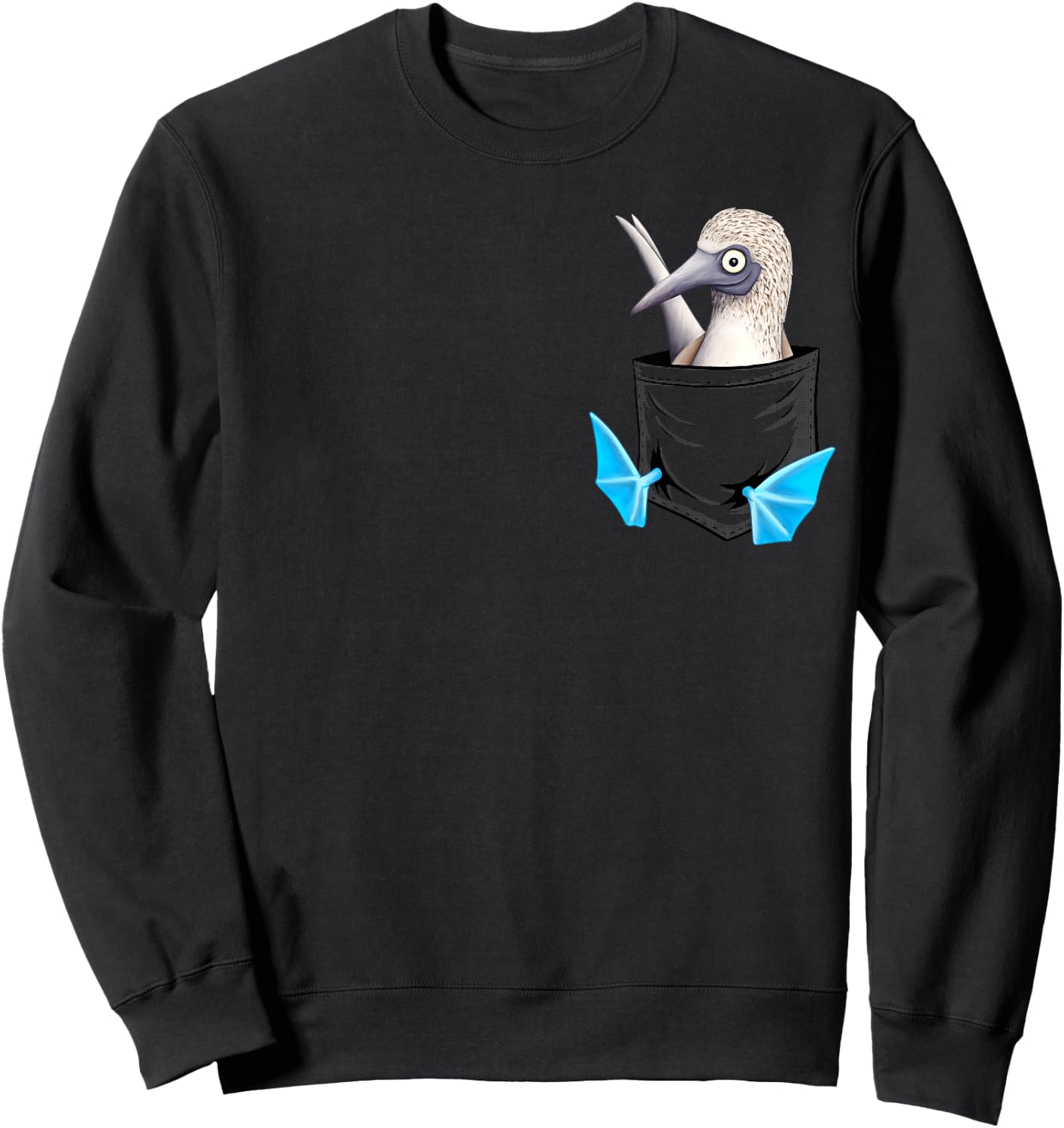 Skizzenmonster Quirky Seabird Gifts Blue Foot Booby Pocket Sweatshirt - Sweatshirt | Black