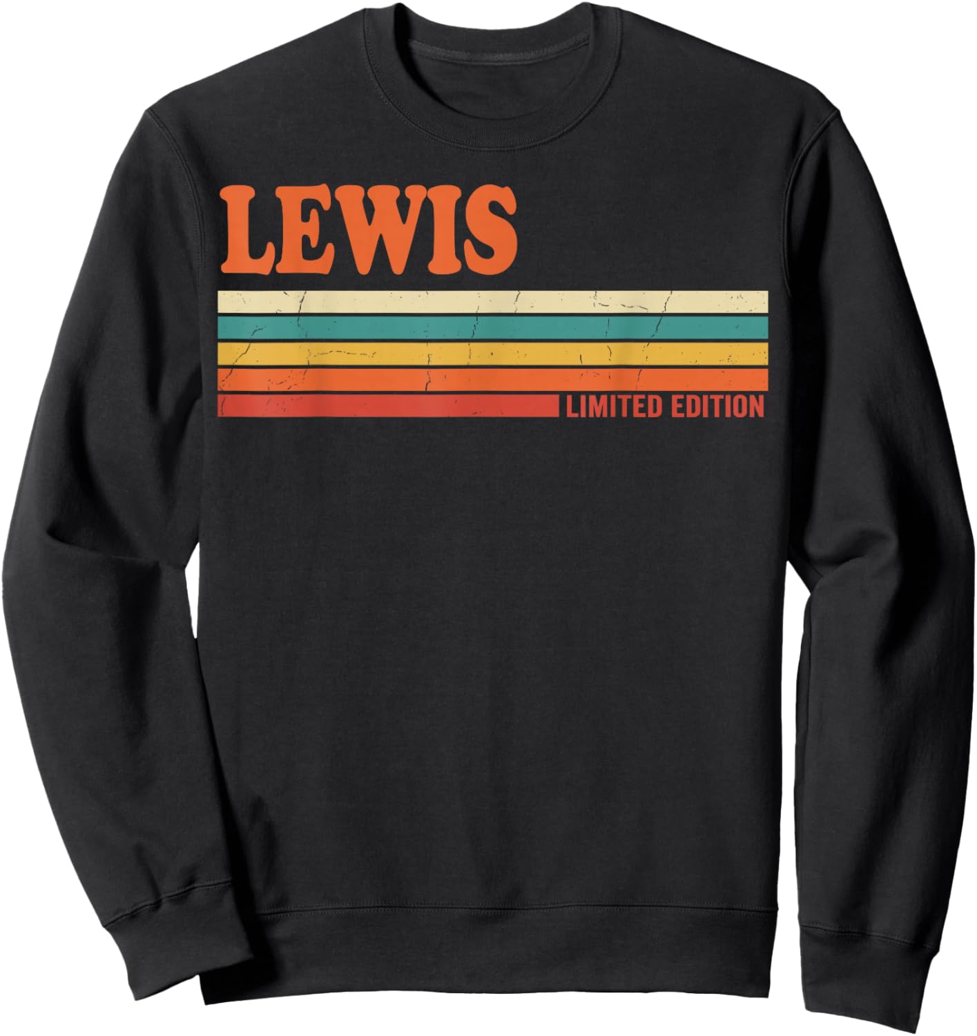 Lewis Retro Personalized First Name Vintage Stripes Sweatshirt - Sweatshirt | Black
