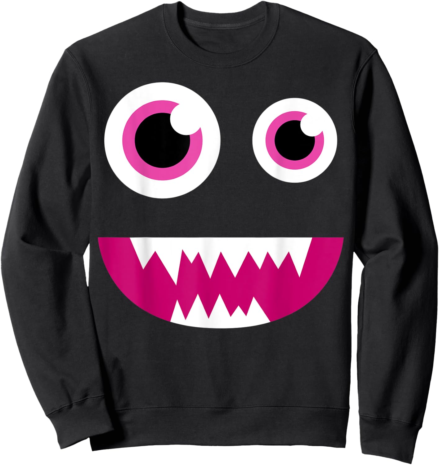 Cute Eye Monster Face Smile Funny Halloween Kids Man Women Sweatshirt - Sweatshirt | Black