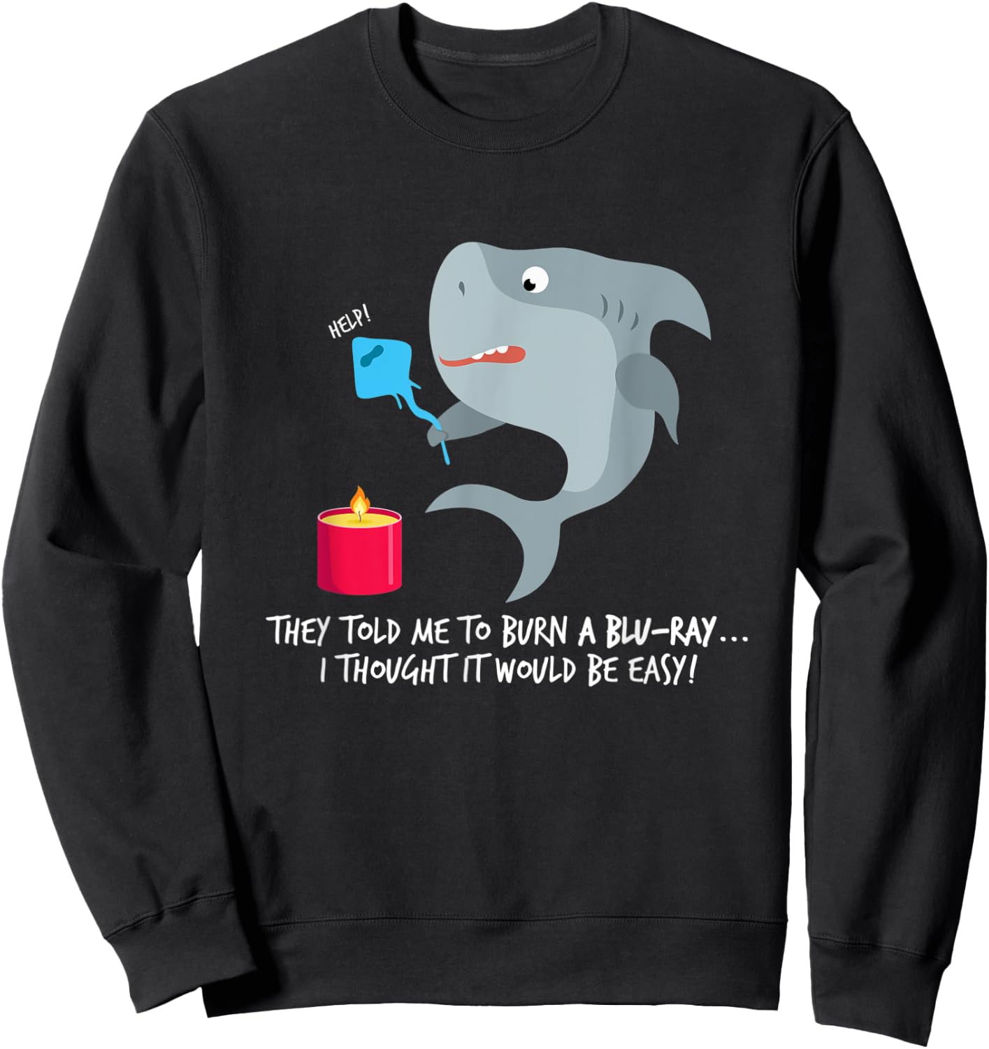 Funny shark and Blu-ray Sweatshirt - Sweatshirt | Black