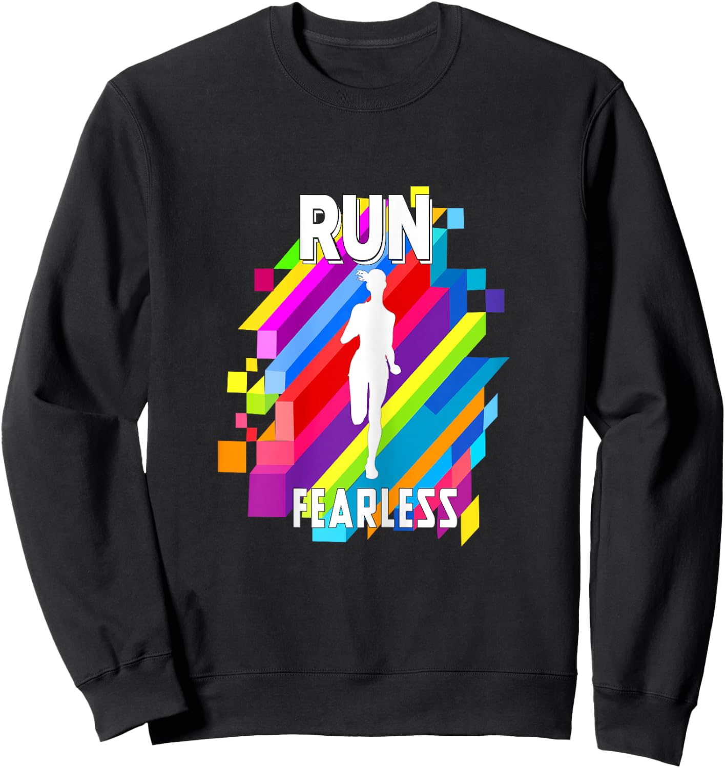 Run Fearless Colorful Strips Running Fit women girl Sweatshirt - Sweatshirt | Black