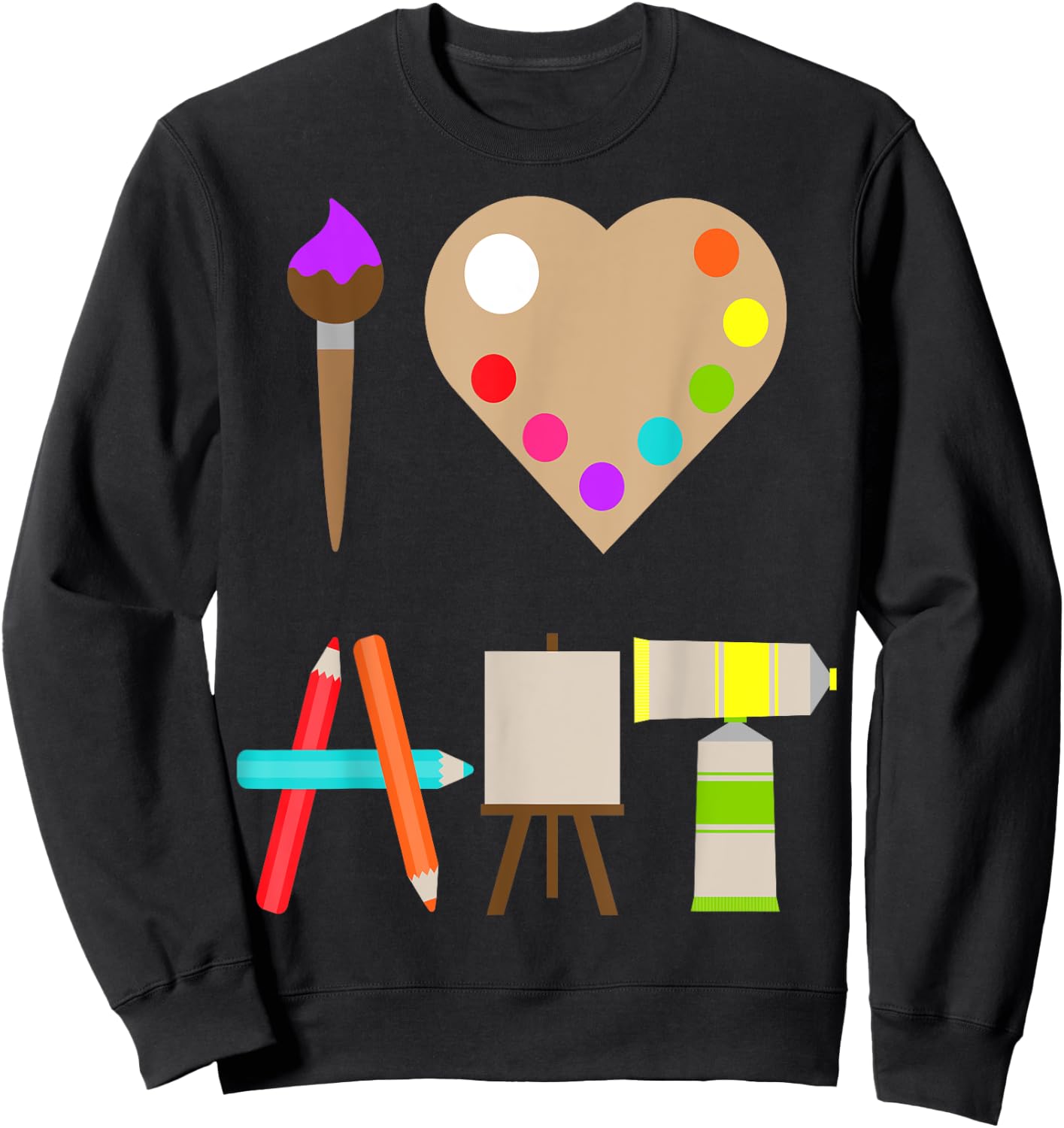 Cool I Love Art Fun Colorful Future Artist and Crafts Sweatshirt - Sweatshirt | Black