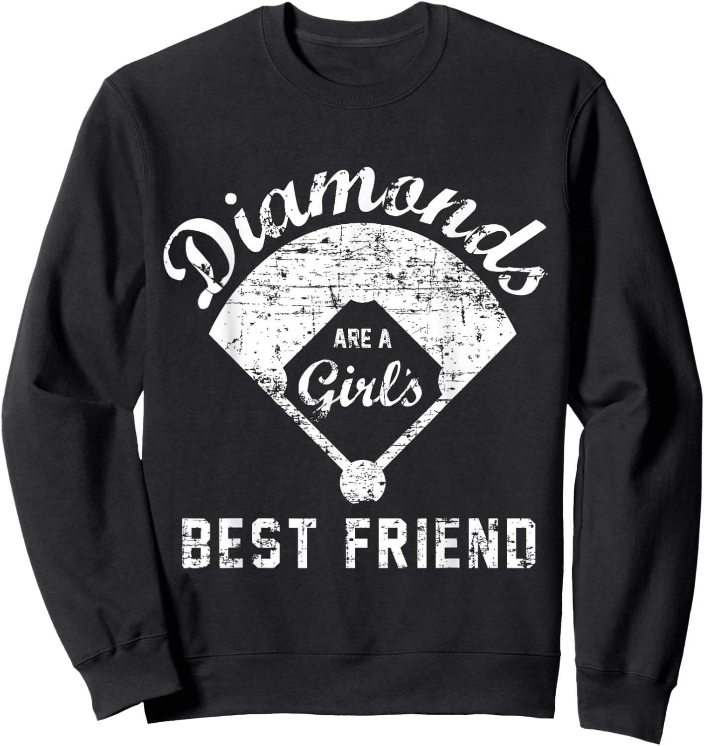 Diamonds are a Girl's Best Friend T Shirt, Softball Mom Gift Sweatshirt - Sweatshirt | Black