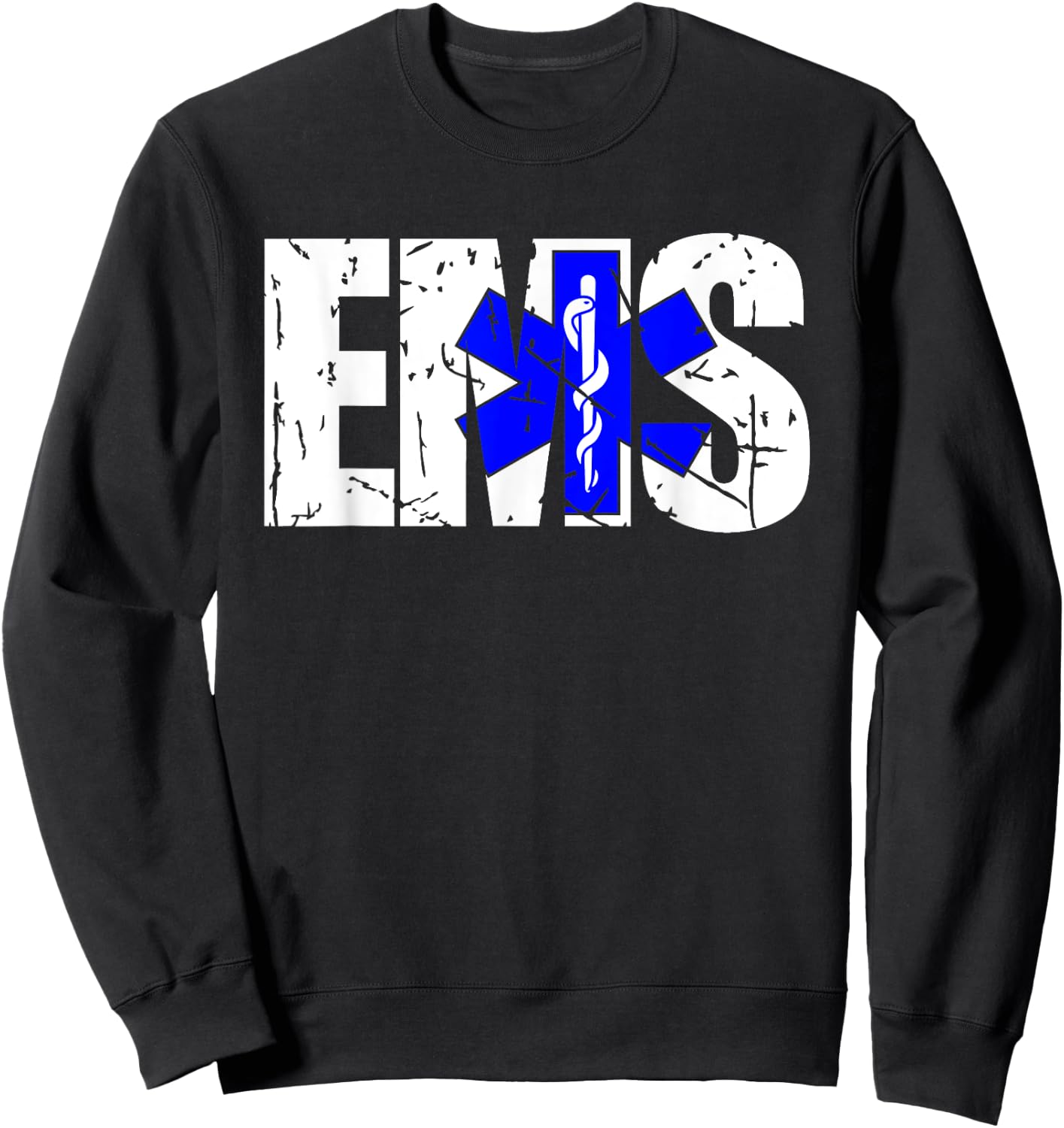 Distressed EMS EMT 911 Rescue Emergency Medical Services Sweatshirt - Sweatshirt | Black
