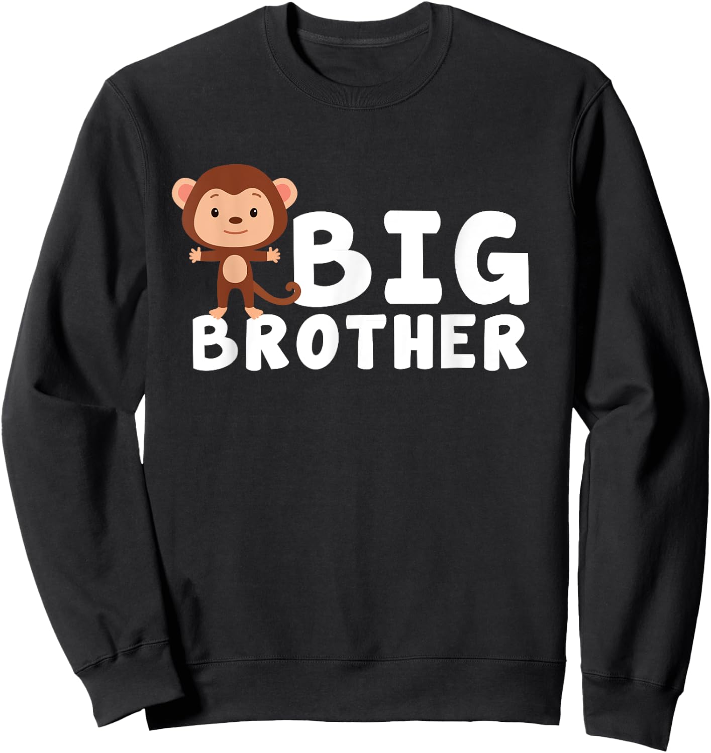Zany Brainy | Cute Funny | Big Brother Monkey Chimp Sweatshirt - Sweatshirt | Black