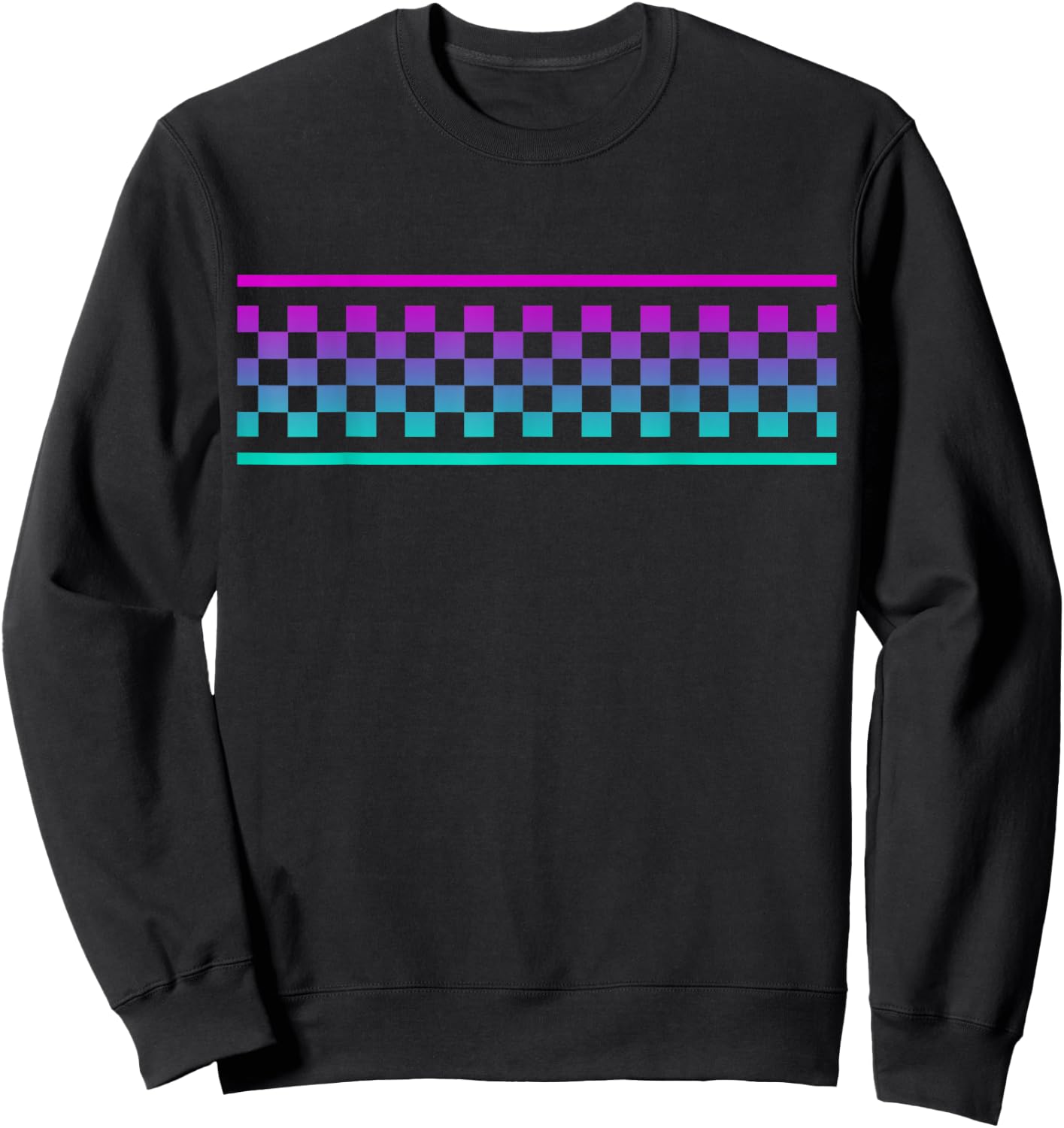 Pink & Blue Checker Pattern Checkerboard Skater Surfer Teens Sweatshirt - Sweatshirt | Black