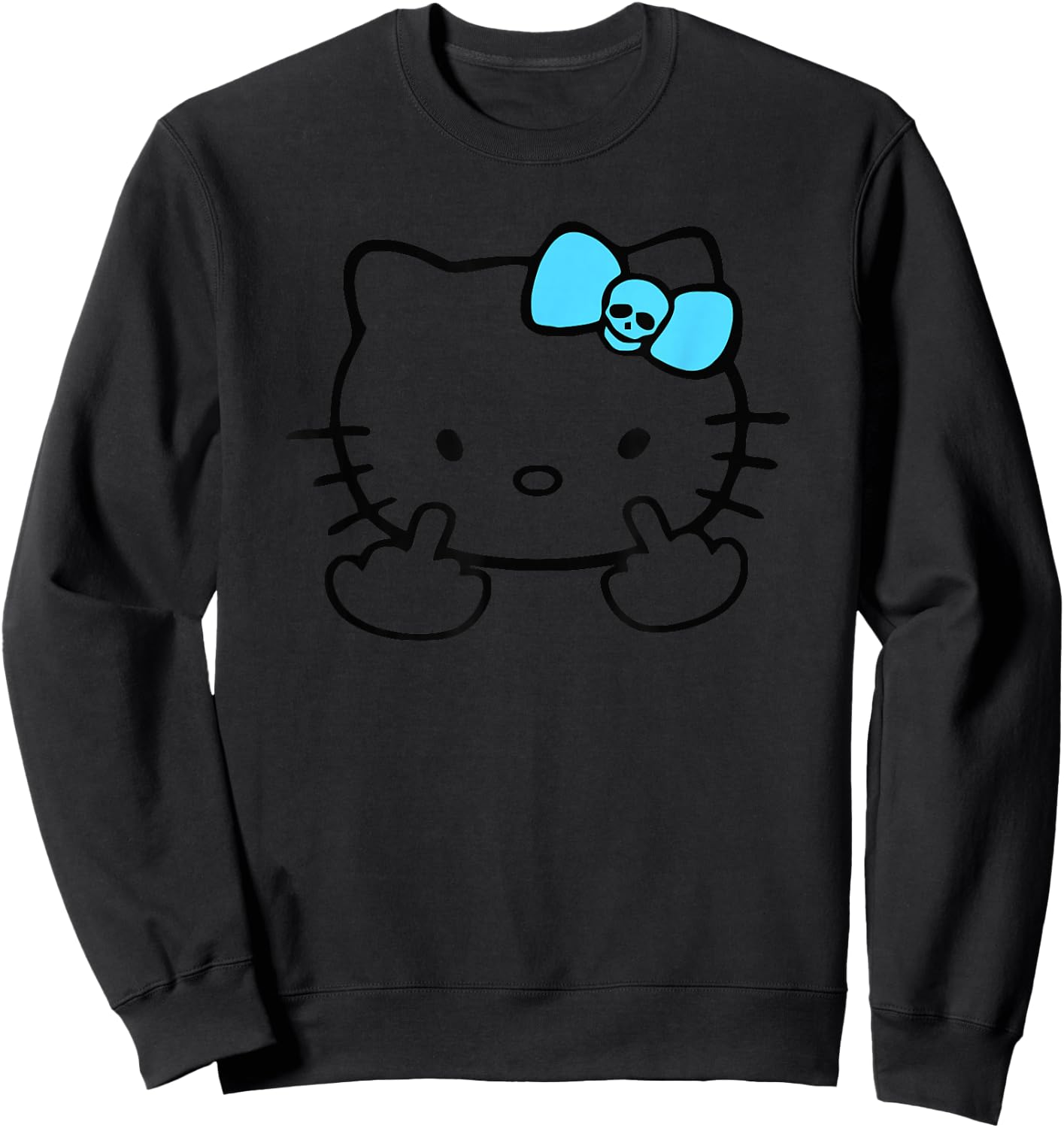 Mean Kitty Middle Finger Sweatshirt - Sweatshirt | Black