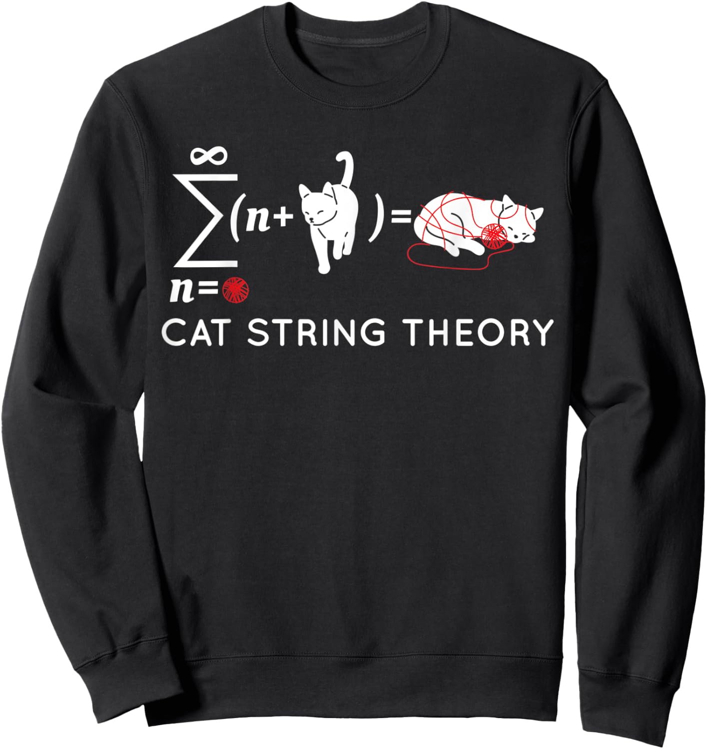 Cat String Theory Sarcastic Science Humor Funny Women Kids Sweatshirt - Sweatshirt | Black