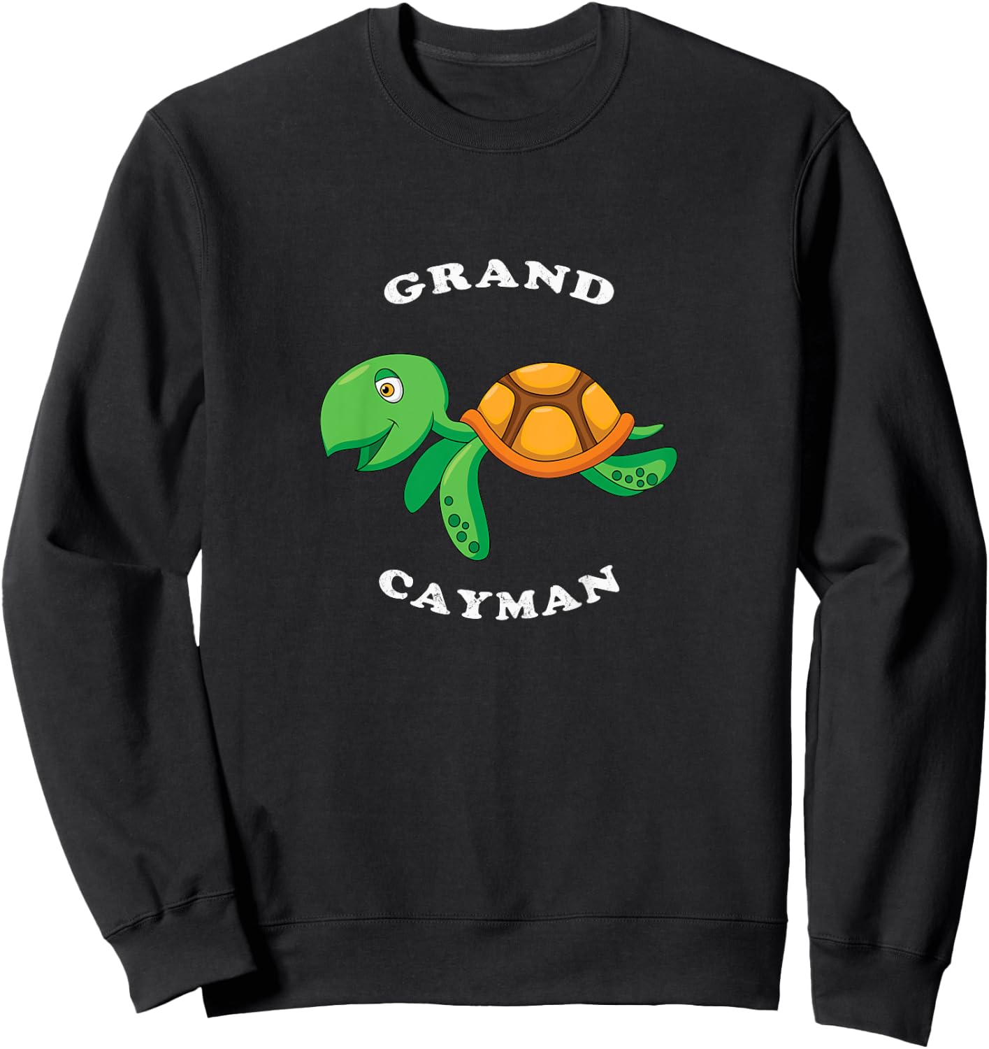 Grand Cayman Vintage Children's Cartoon Turtle Vacation Gift Sweatshirt - Sweatshirt | Black