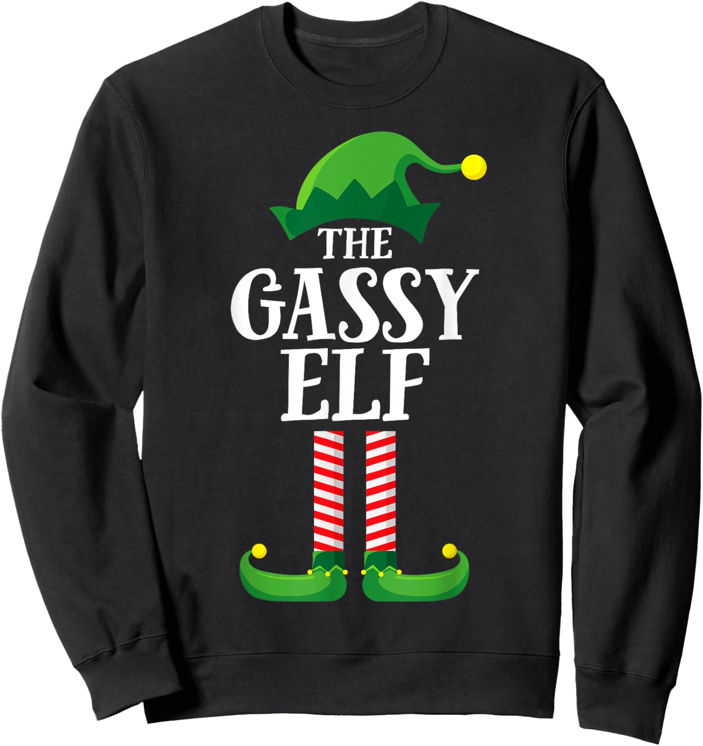 Gassy Elf Matching Family Group Christmas Party Pyjamas Sweatshirt - Sweatshirt | Black