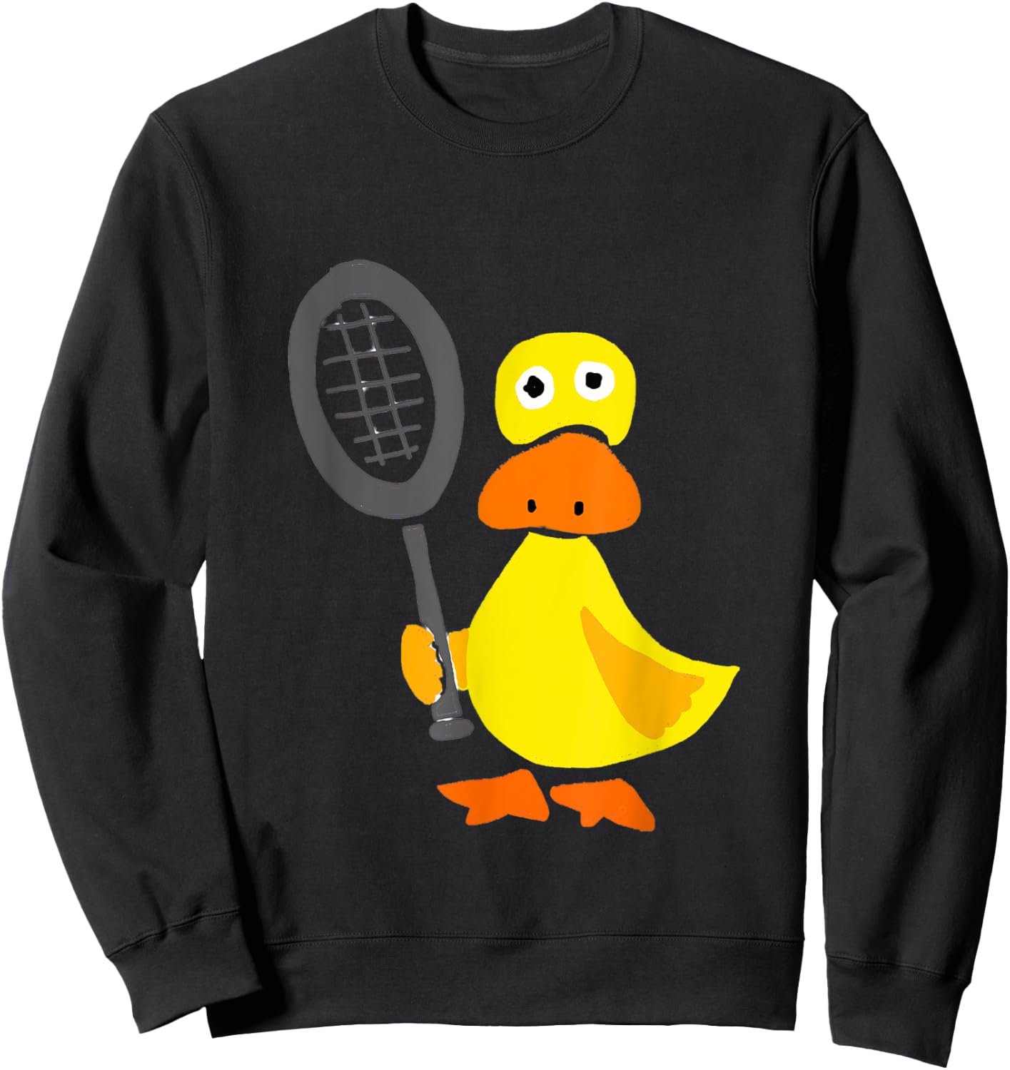 Smileteessportsa Funny Duck Playing Tennis Cartoon Sweatshirt - Sweatshirt | Black