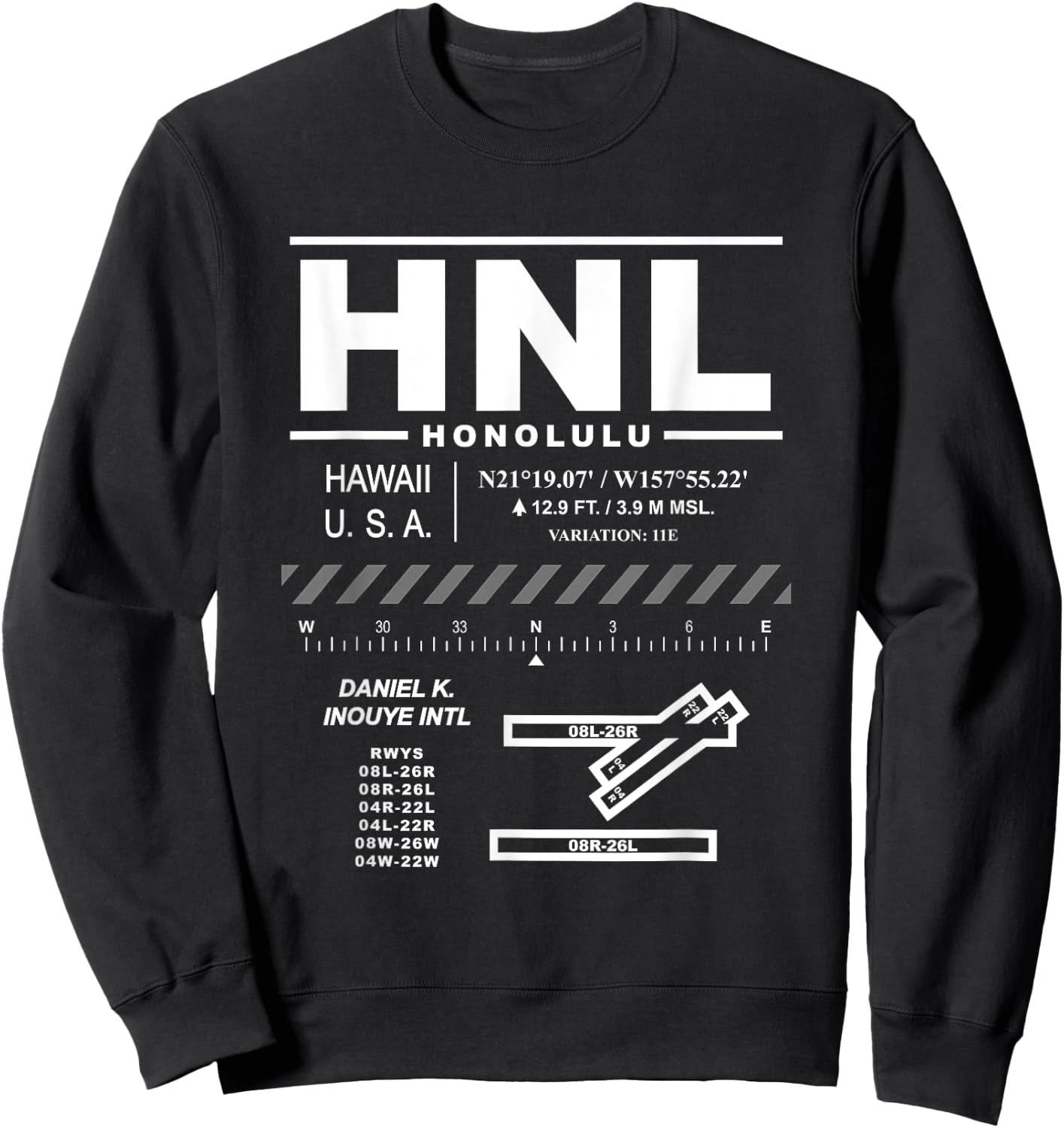 Daniel K. Inouye Int'l Airport Honolulu Hawaii HNL Sweatshirt - Sweatshirt | Black