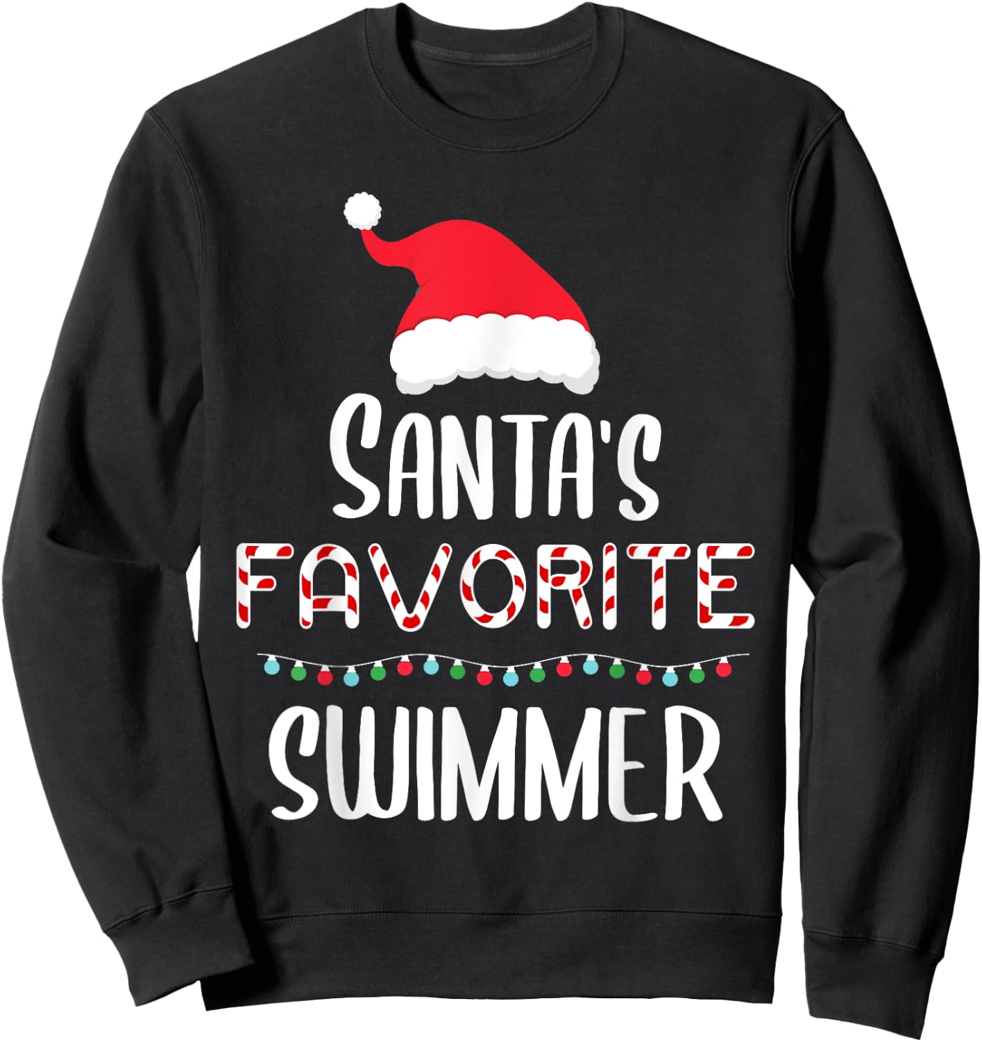 Santas Favorite Swimmer Pajamas - Funny Xmas Swimmer Costume Sweatshirt - Sweatshirt | Black