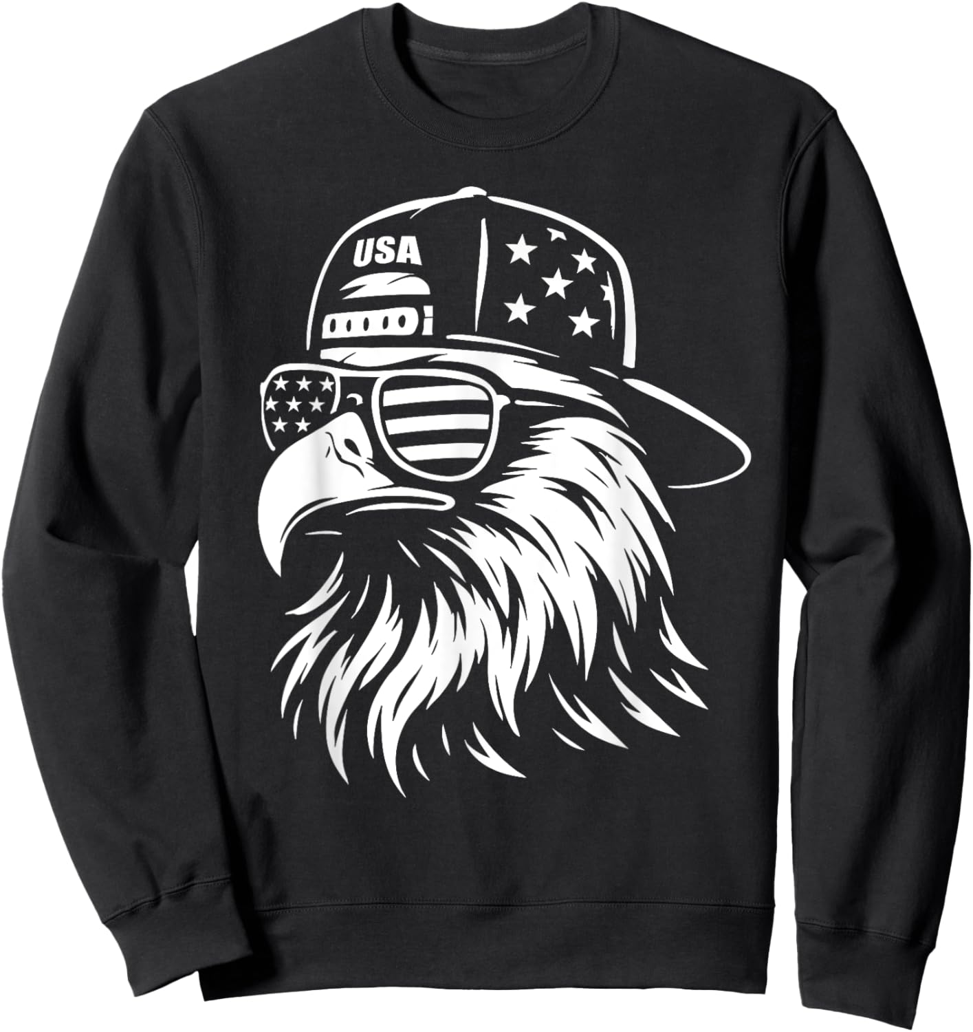 USA Eagle with Cap Patriot 4th of July 4th American Eagle Sweatshirt - Sweatshirt | Black