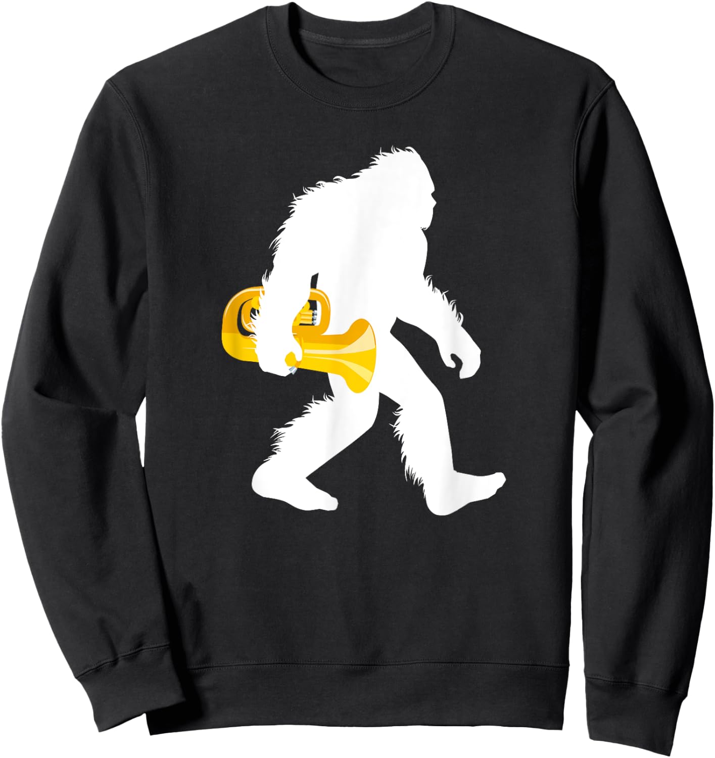 Bigfoot Carrying Tuba Shirt, Sasquatch With Tubist Gift Sweatshirt - Sweatshirt | Black
