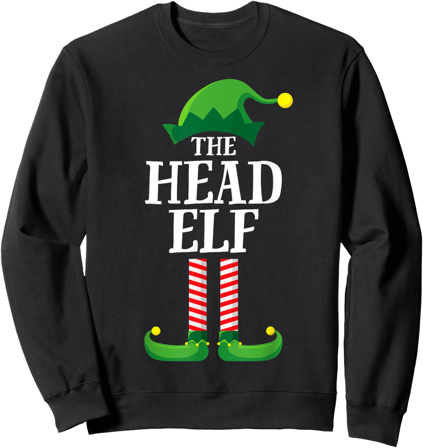 Head Elf Matching Family Group Christmas Party Pyjamas Sweatshirt - Sweatshirt | Black