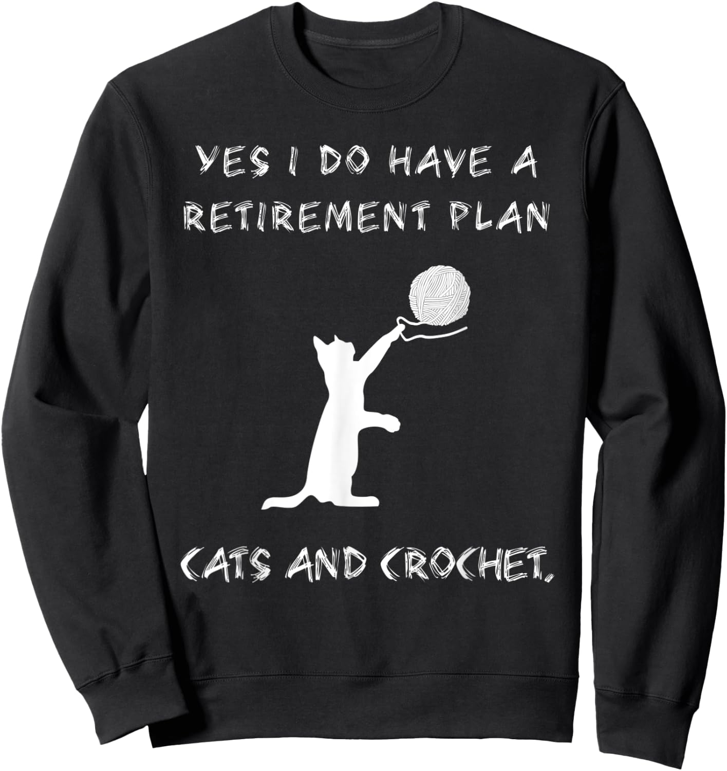 Crochet Cute Cat Kitty Knitting Pet Animal Crocheting Sweatshirt - Sweatshirt | Black