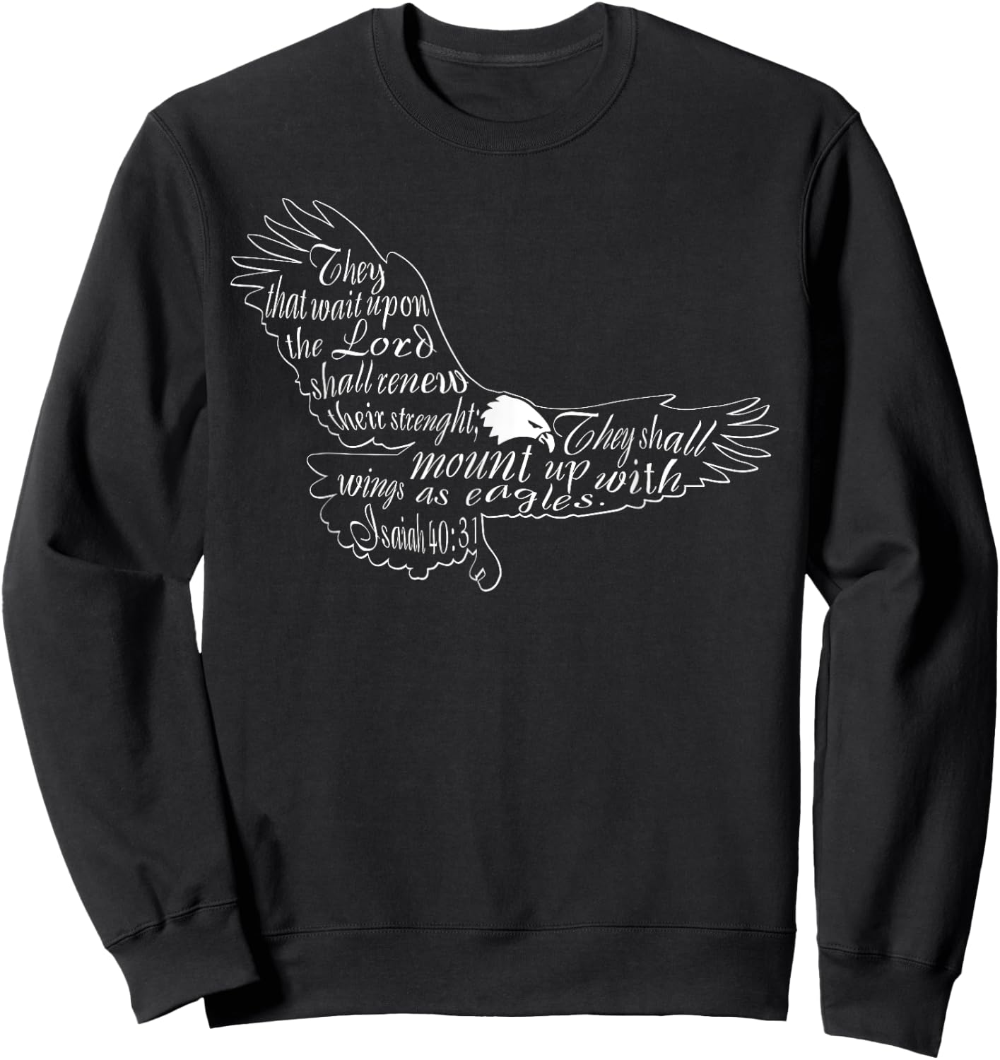 Religise Adler Wings Designs The Waiting for the Lord Isaiah 40:31 Eagle Sweatshirt - Sweatshirt | Black