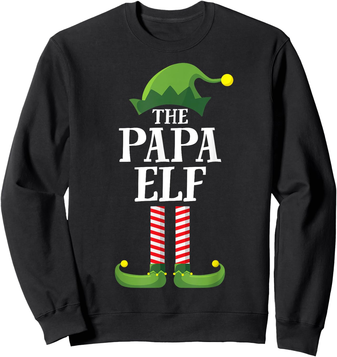 Papa Elf Shirt Matching Family Group Grandpa Dad Christmas Sweatshirt - Sweatshirt | Black