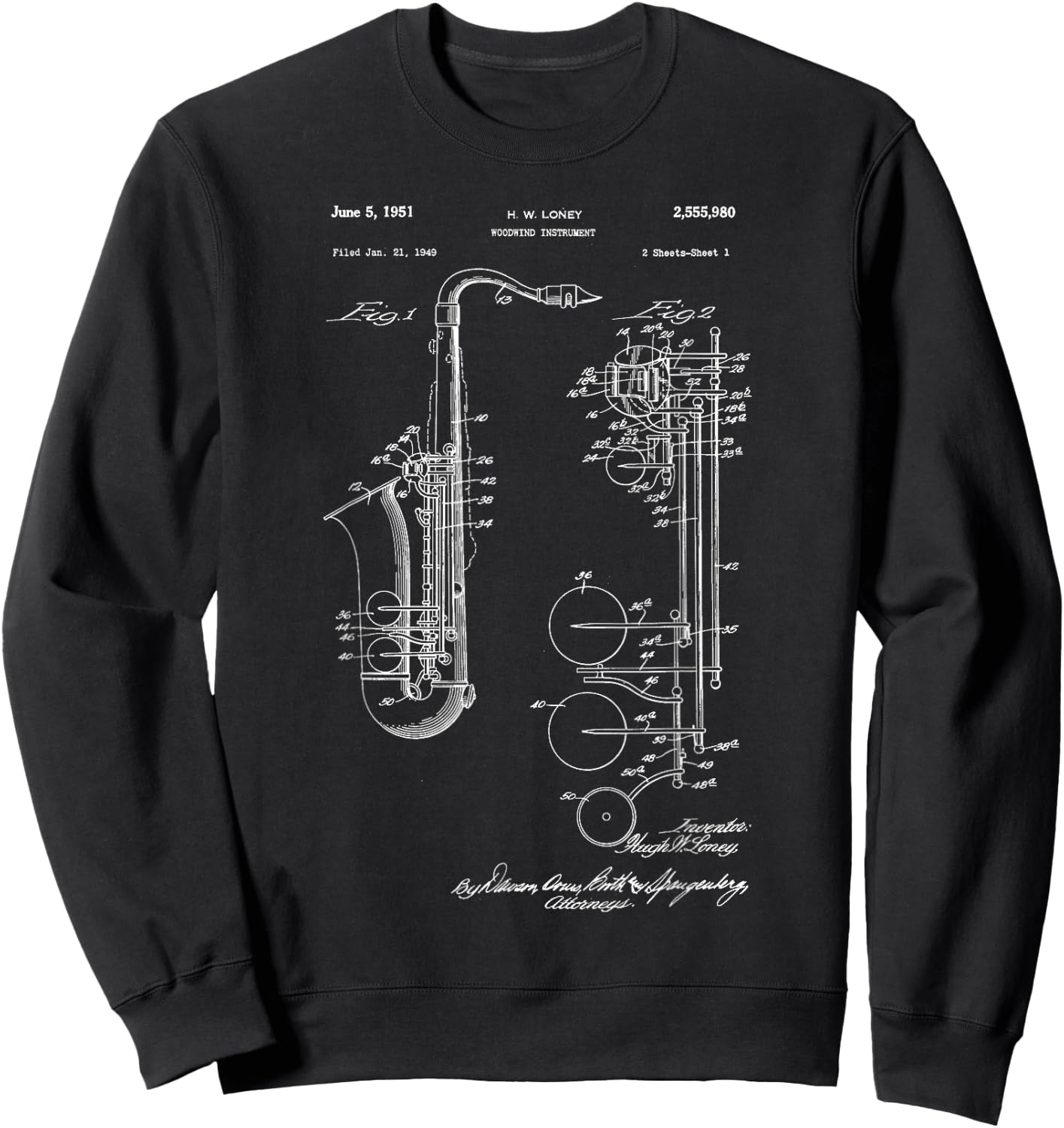 Saxophone Patent Sweatshirt - Sweatshirt | Black