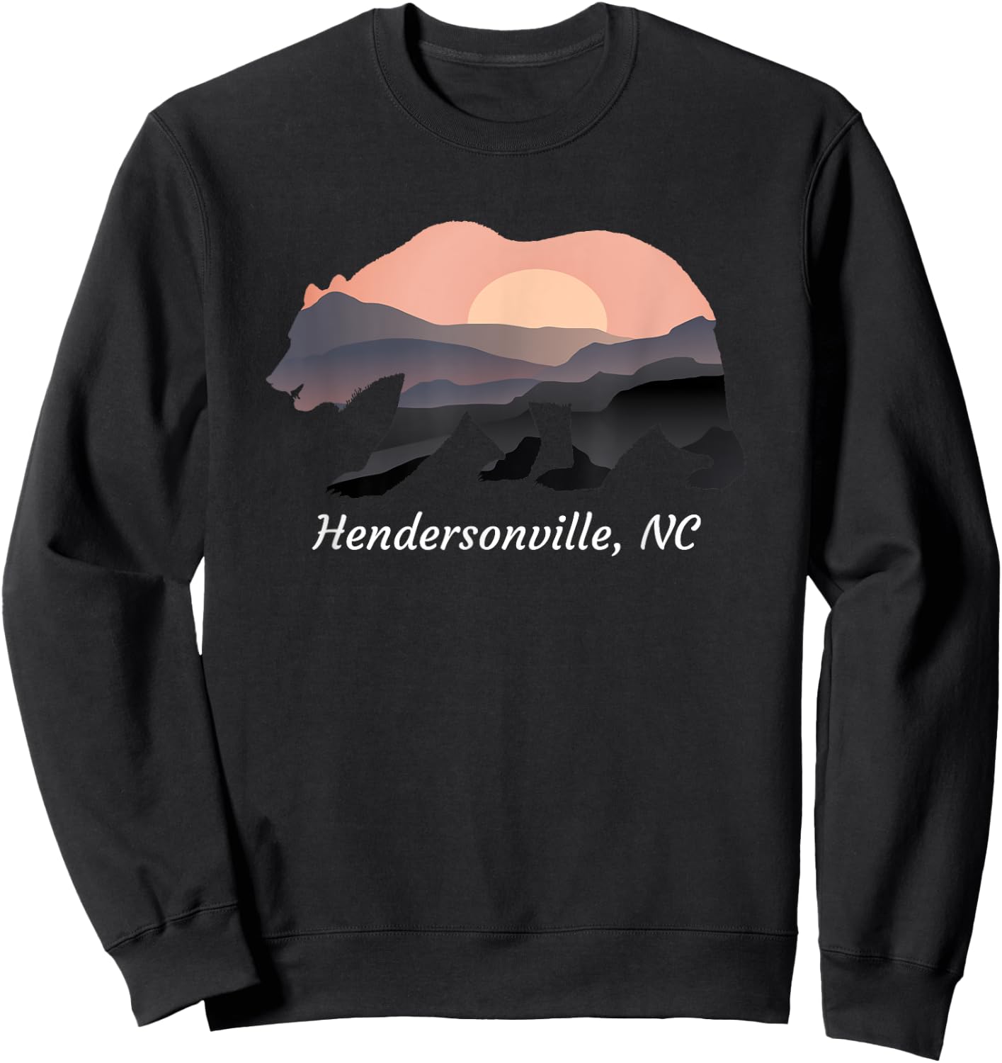 Hendersonville NC North Carolina Wildlife Bear Blue Ridge Mt Sweatshirt - Sweatshirt | Black
