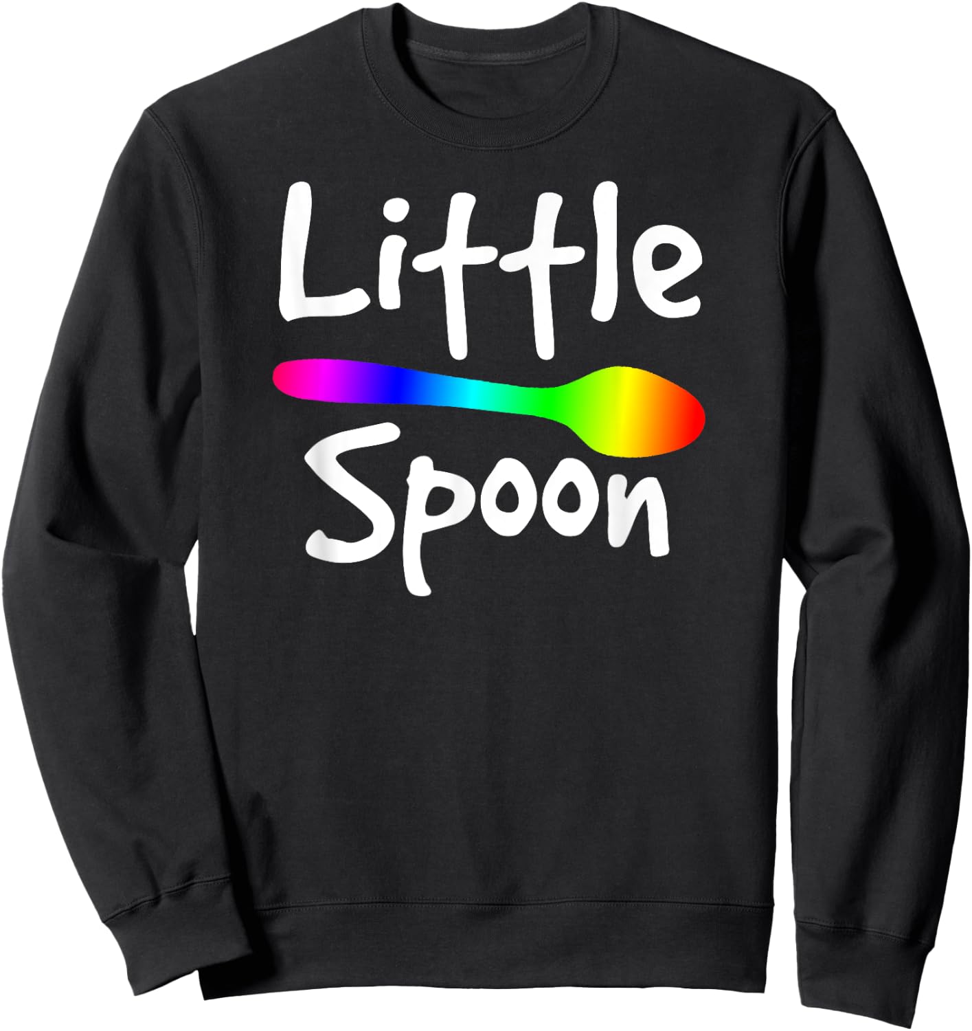 Rainbow Big Spoon Little Spoon Matching Gay Couple Sweatshirt - Sweatshirt | Black