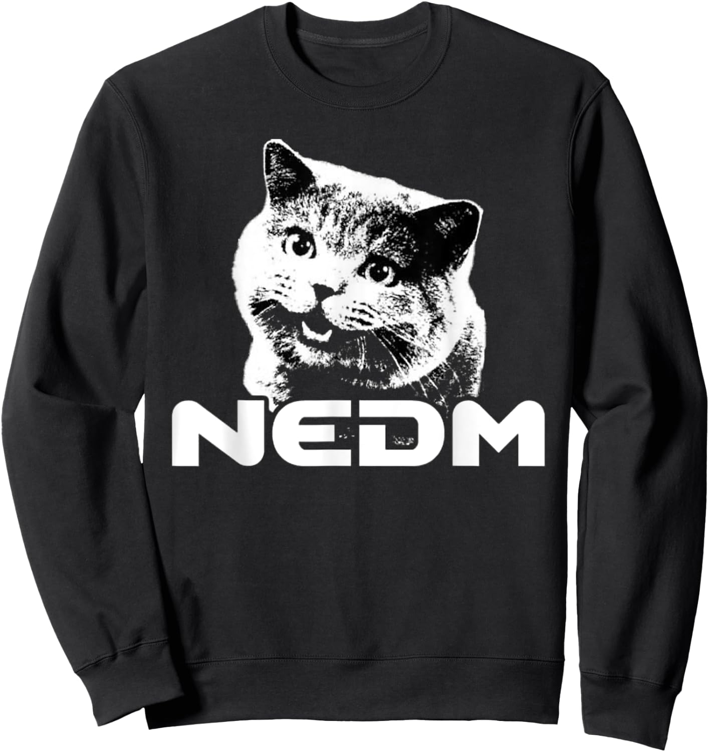 NEDM Not Even Doom Music Internet Cat Kitten Meme Sweatshirt - Sweatshirt | Black