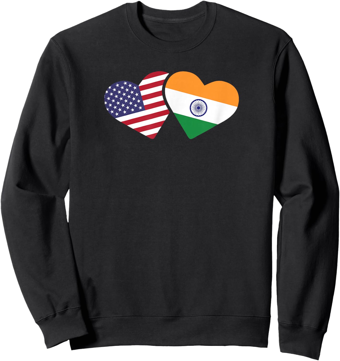 India USA Flag T Shirt Heart Indian American Love Sweatshirt - Sweatshirt | Black