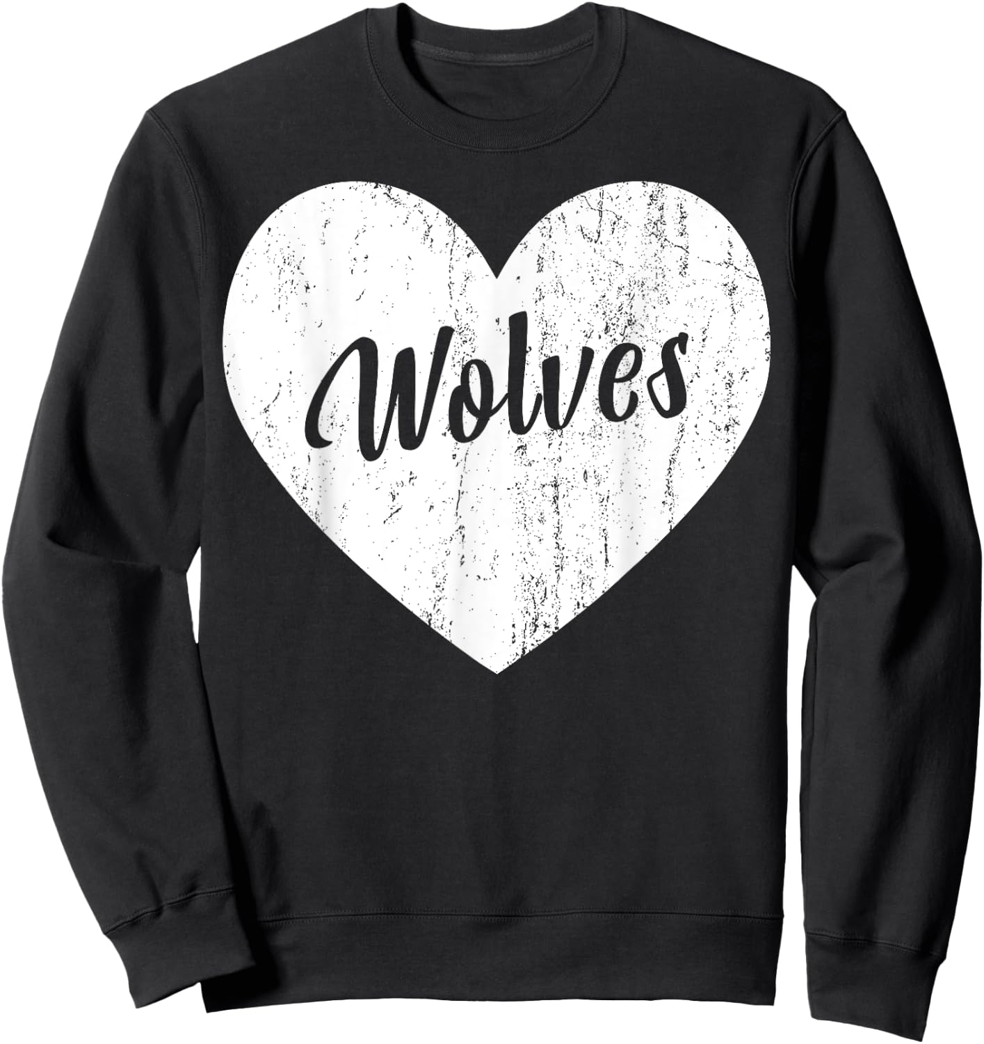 Wolves School Sports Fan Team Spirit Mascot Heart Gift Sweatshirt - Sweatshirt | Black