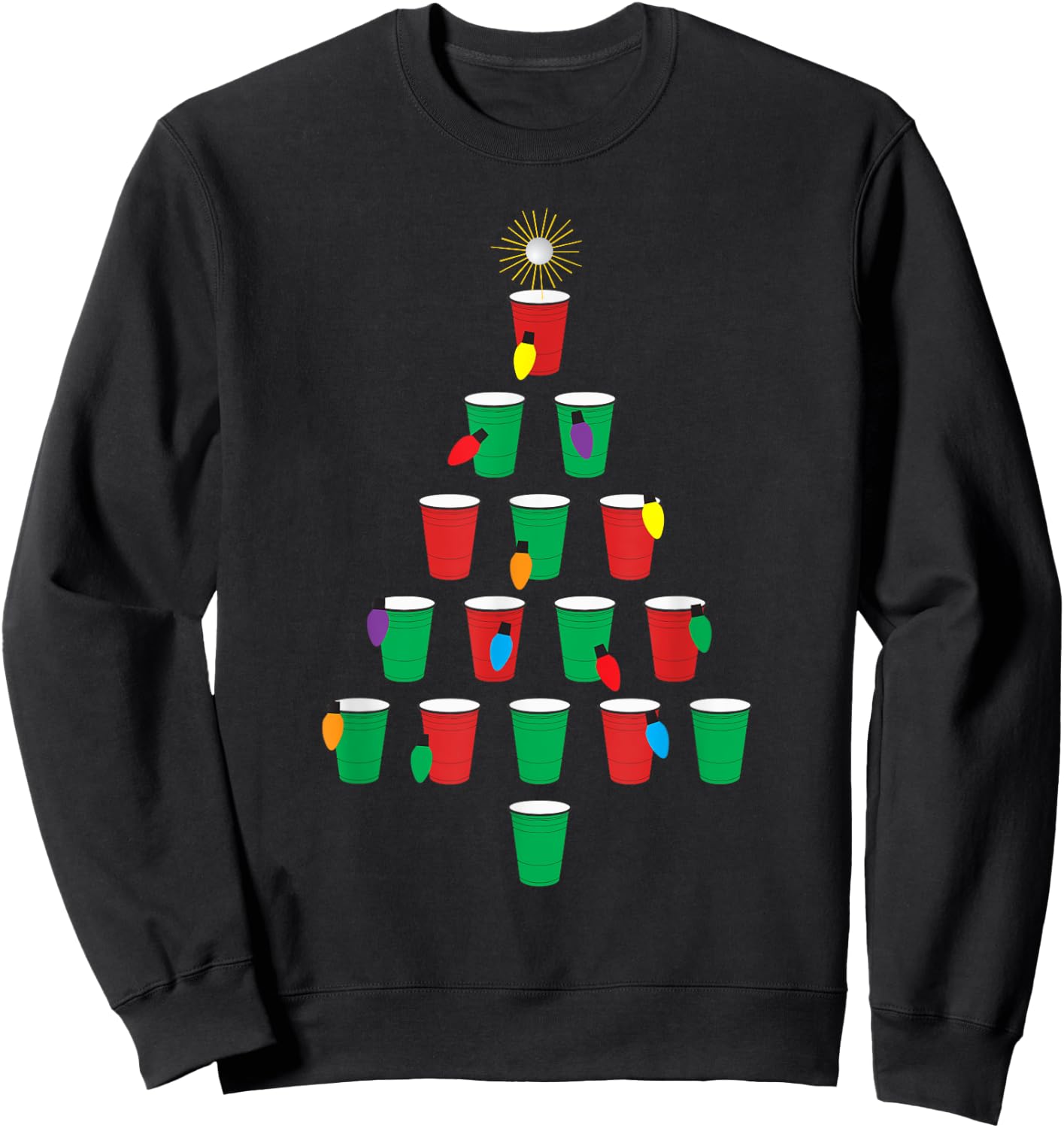 Beer Pong Christmas Tree - Holiday Shirt Design! Sweatshirt - Sweatshirt | Black