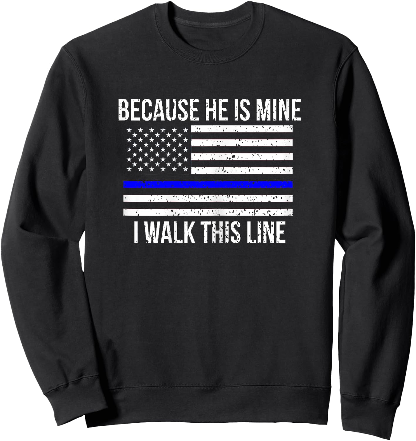 American Flag Police Officer Wife Gift Shirt Girlfriend Sweatshirt - Sweatshirt | Black