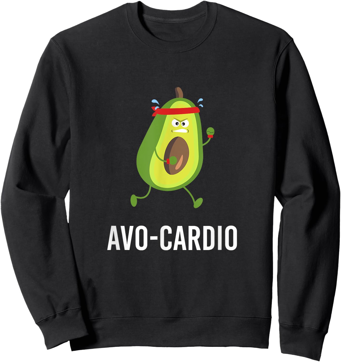 Avo-Cardio Funny Pun Workout Running Avocado Sweatshirt - Sweatshirt | Black