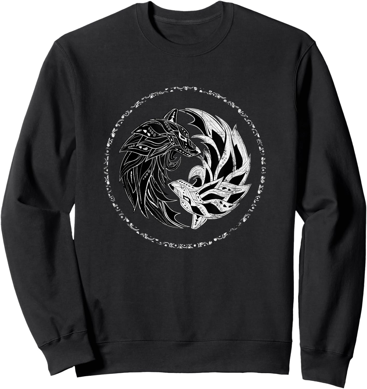 Yin Yang, Wolf, Wolves, Yinyang, Chi Gong TaiChi, Yin-Yang Bagua Sweatshirt - Sweatshirt | Black