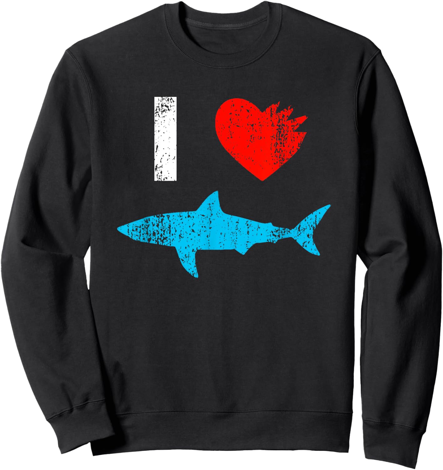 I Love Sharks Heart Bite - Marine Biology Shark Lover Gift Sweatshirt - Sweatshirt | Black