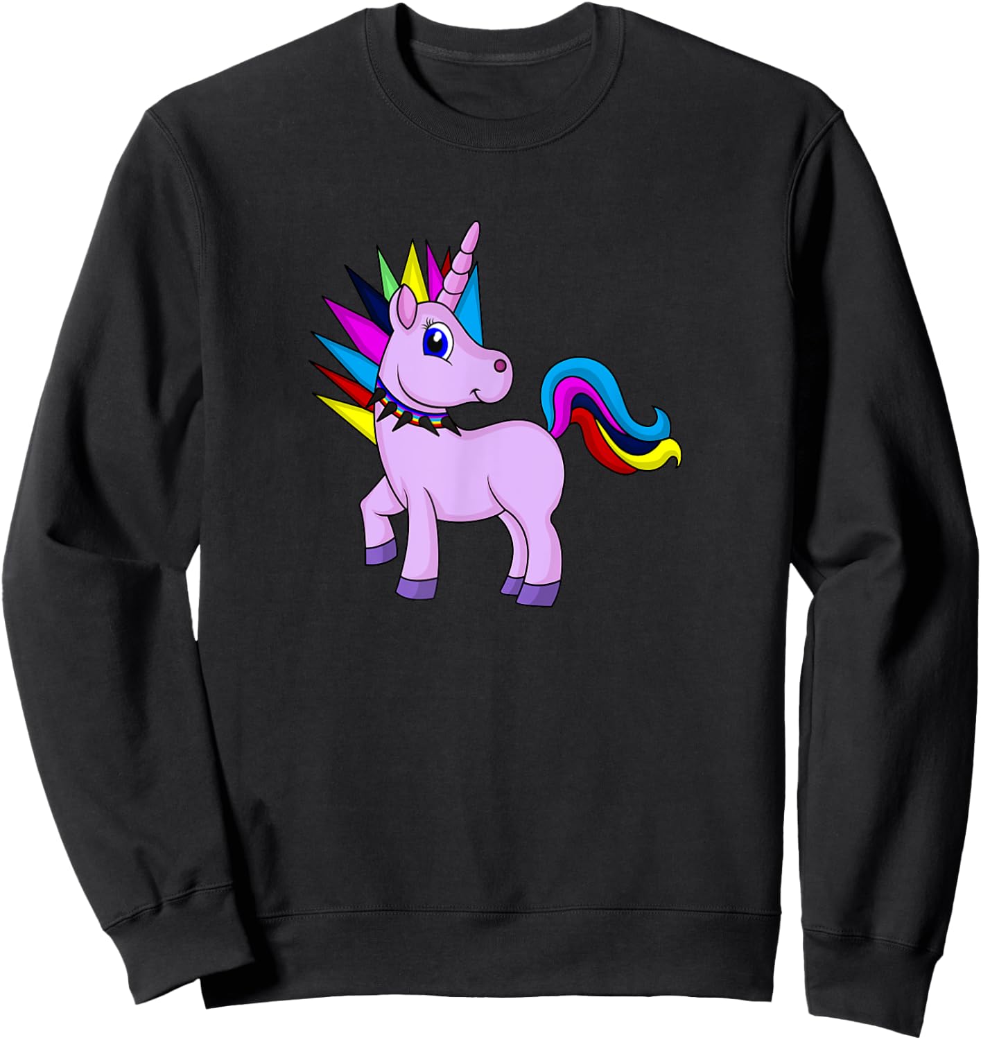 Unicorn Punk Rock Rebel I Cute & Funny Sweatshirt - Sweatshirt | Black