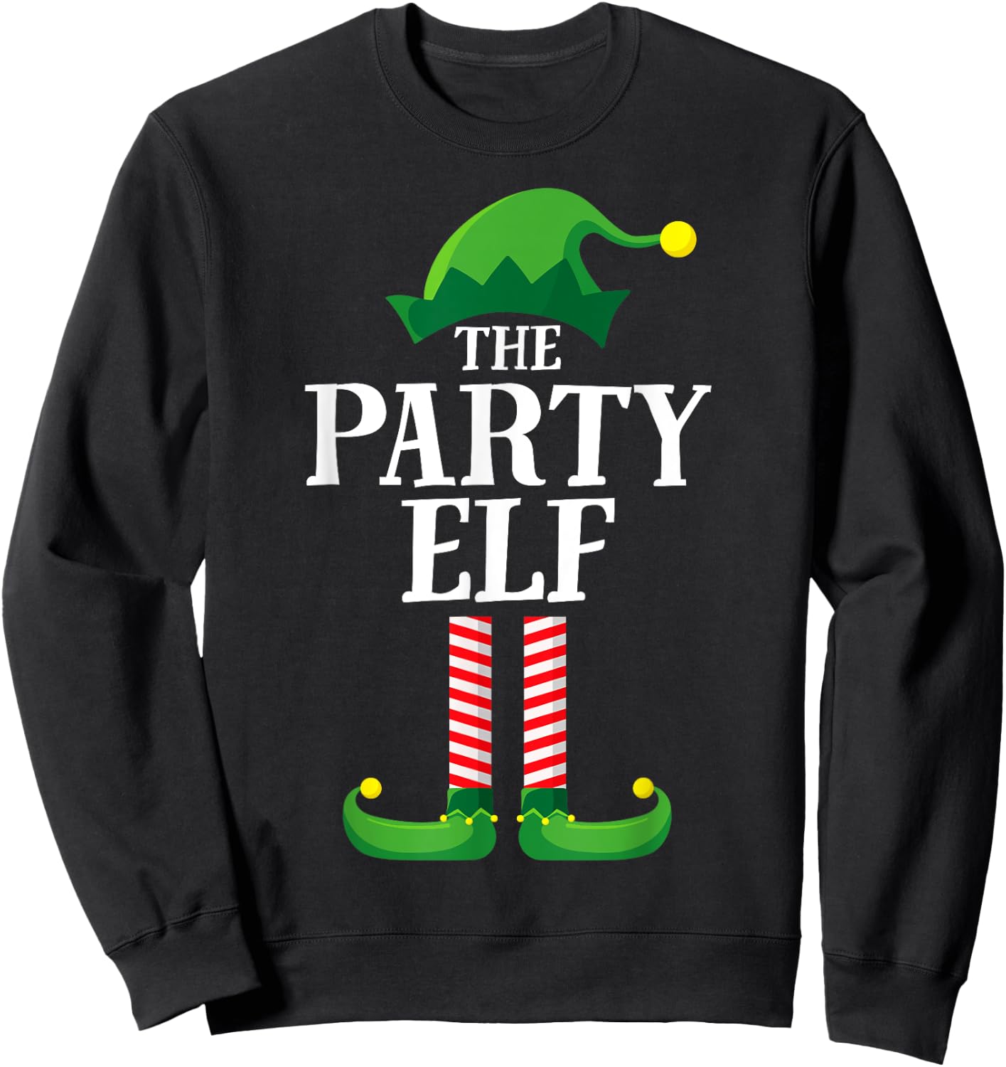 Party Elf Matching Family Group Christmas Funny Elf Sweatshirt - Sweatshirt | Black