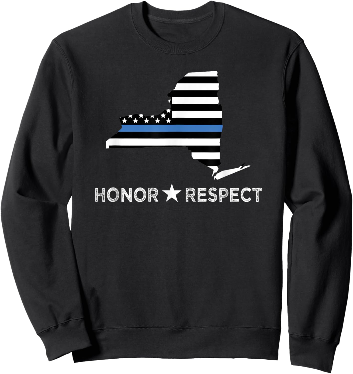 NYPD Thin Blue Line Flag LEO Support Honor Respect Sweatshirt - Sweatshirt | Black