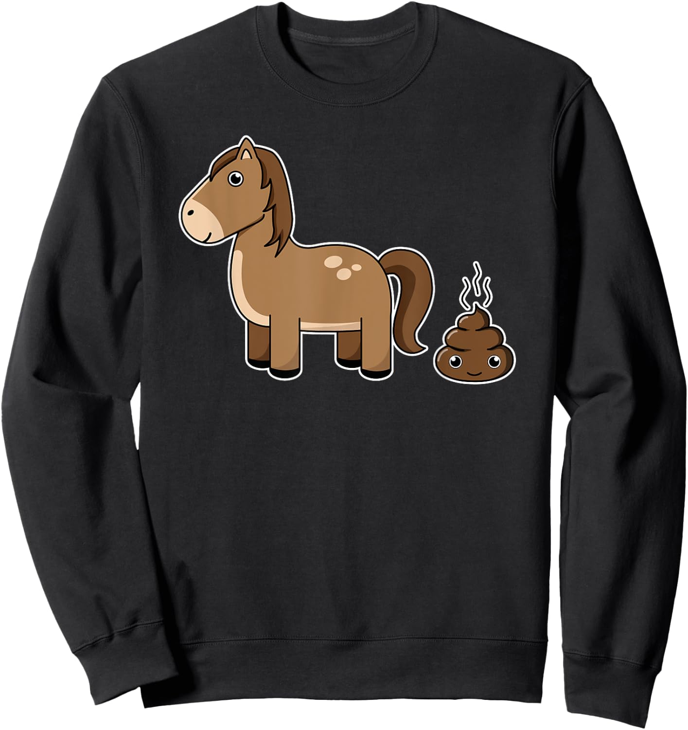 Funny Horse Shit Poop Face Cartoon Illustration Gift Sweatshirt - Sweatshirt | Black