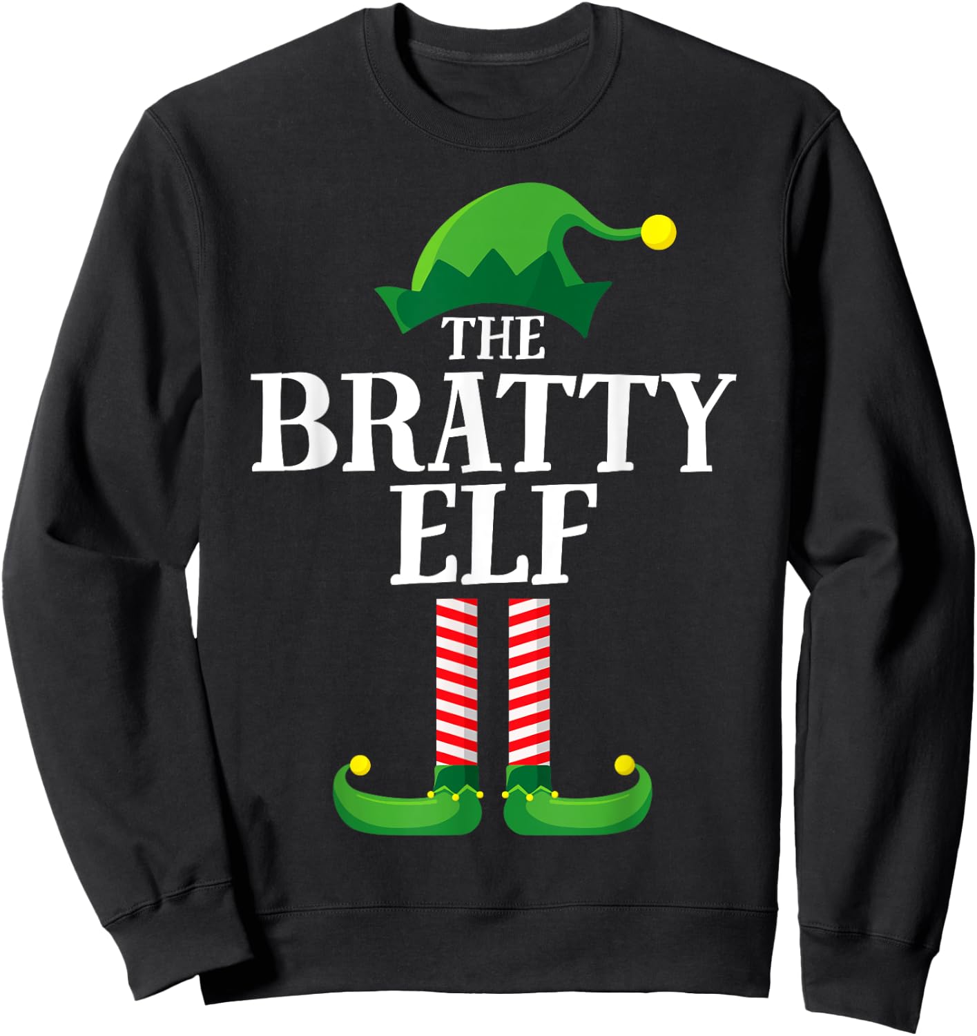 Bratty Elf Matching Family Group Christmas Party Pyjamas Sweatshirt - Sweatshirt | Black