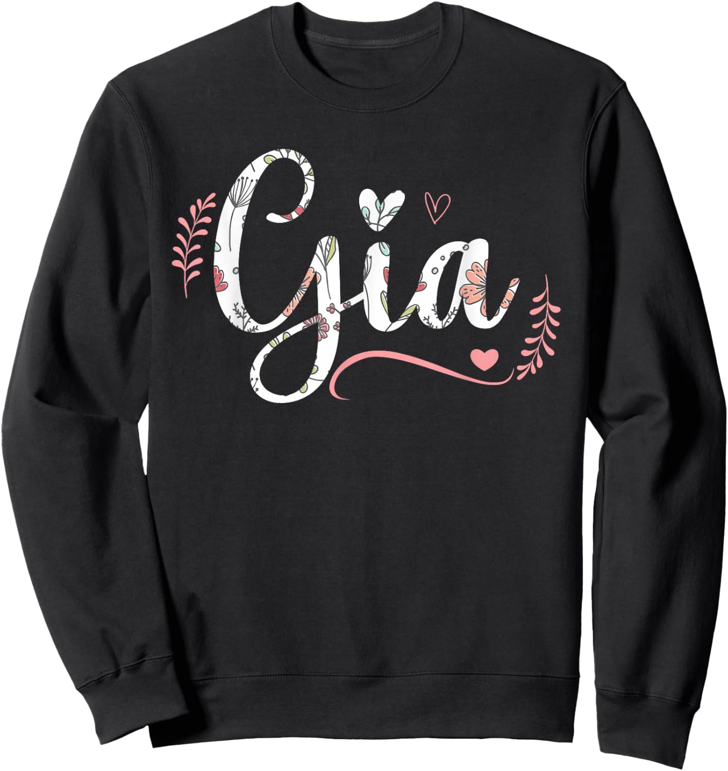 Gia Floral Grandma Christmas Mother's Day Grandparents Sweatshirt - Sweatshirt | Black