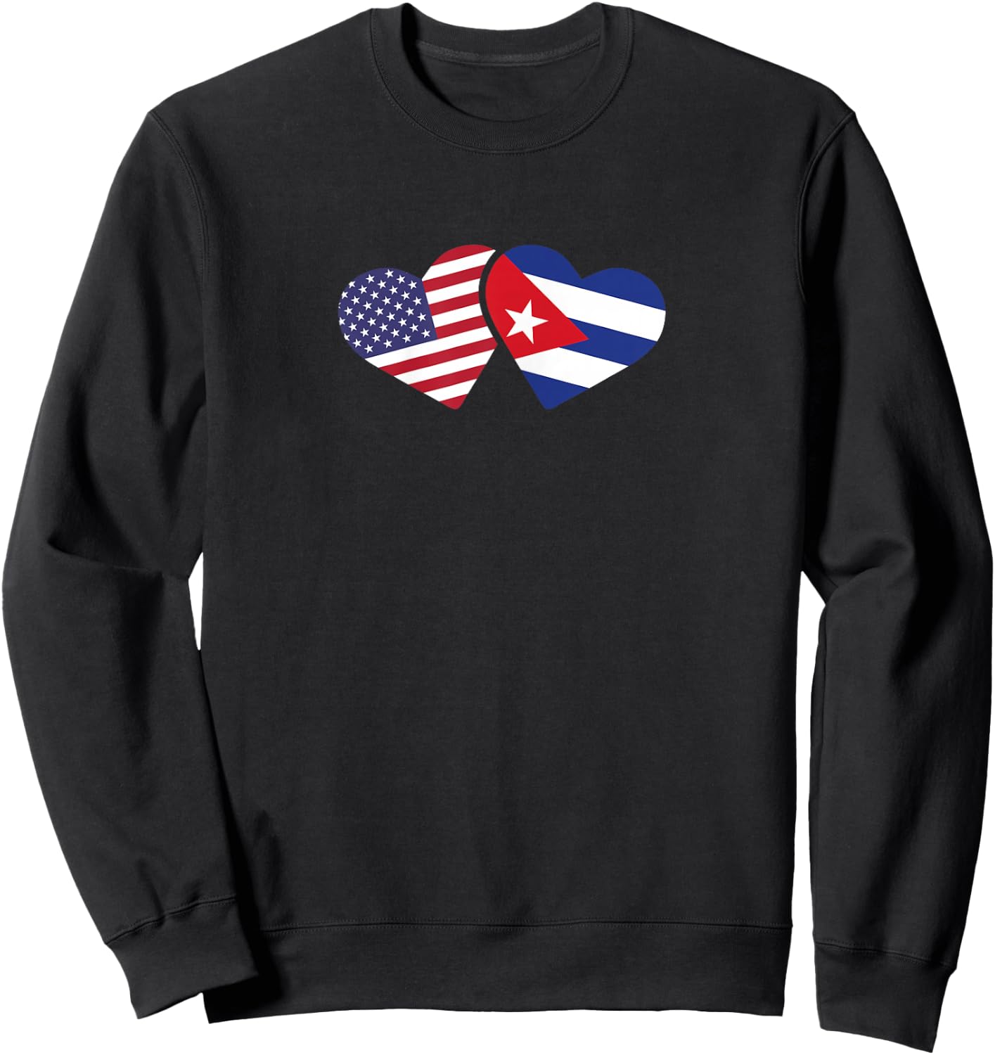 Cuba USA Flag T Shirt Heart Cuban American Love Cute Sweatshirt - Sweatshirt | Black