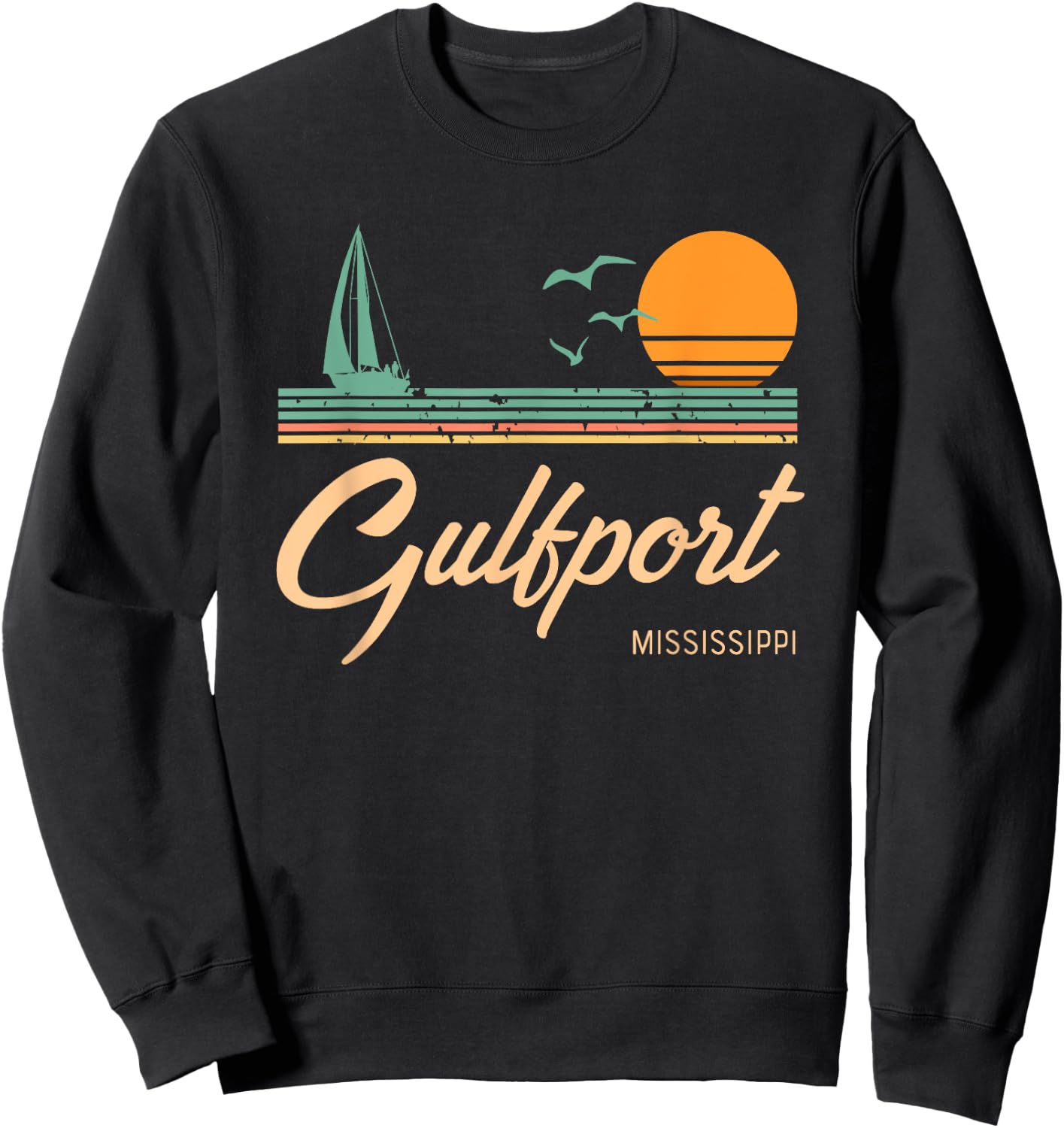 Vintage Gulfport Mississippi Sweatshirt - Sweatshirt | Black