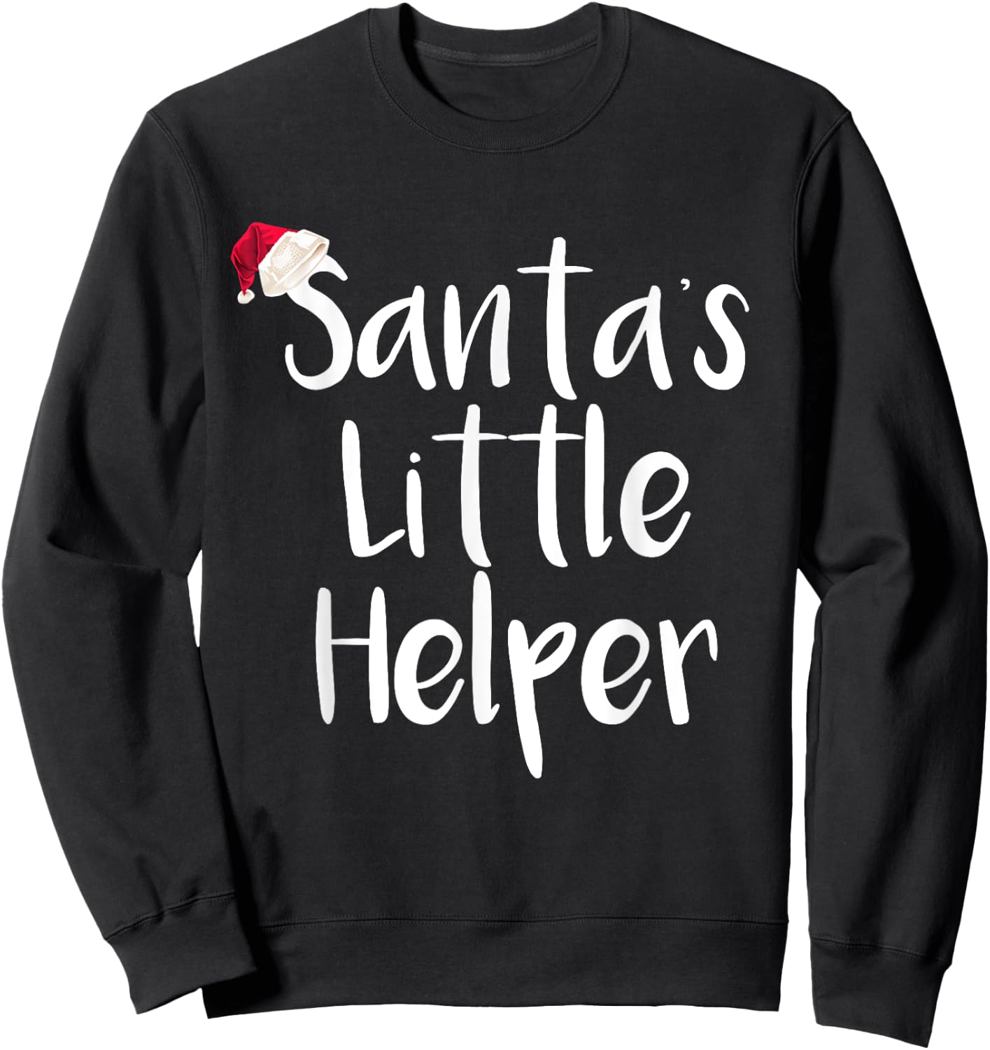 Kids Christmas Santa's Little Helper Shirt Santa Hat Sweatshirt - Sweatshirt | Black