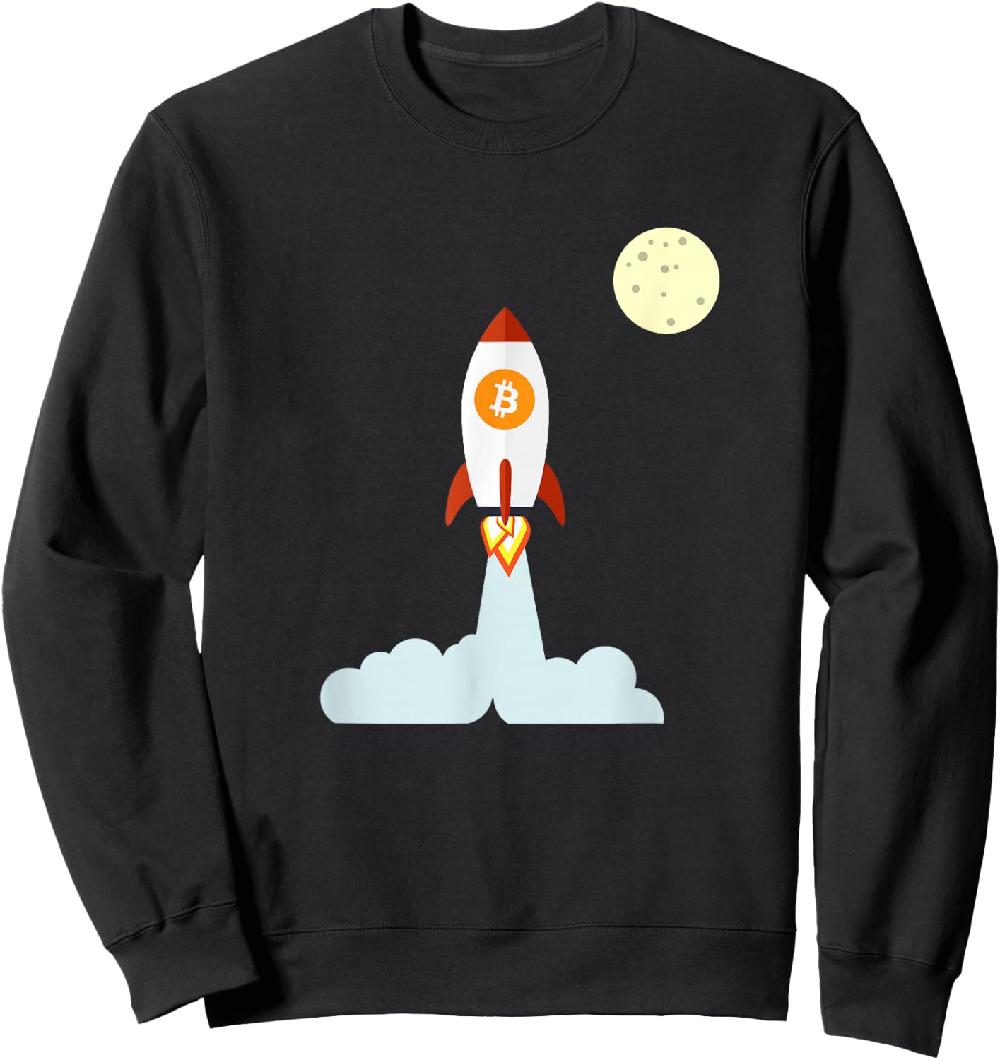 Bitcoin BTC Crypto to the Moon Shirt Featuring BTC Rocket Sweatshirt - Sweatshirt | Black
